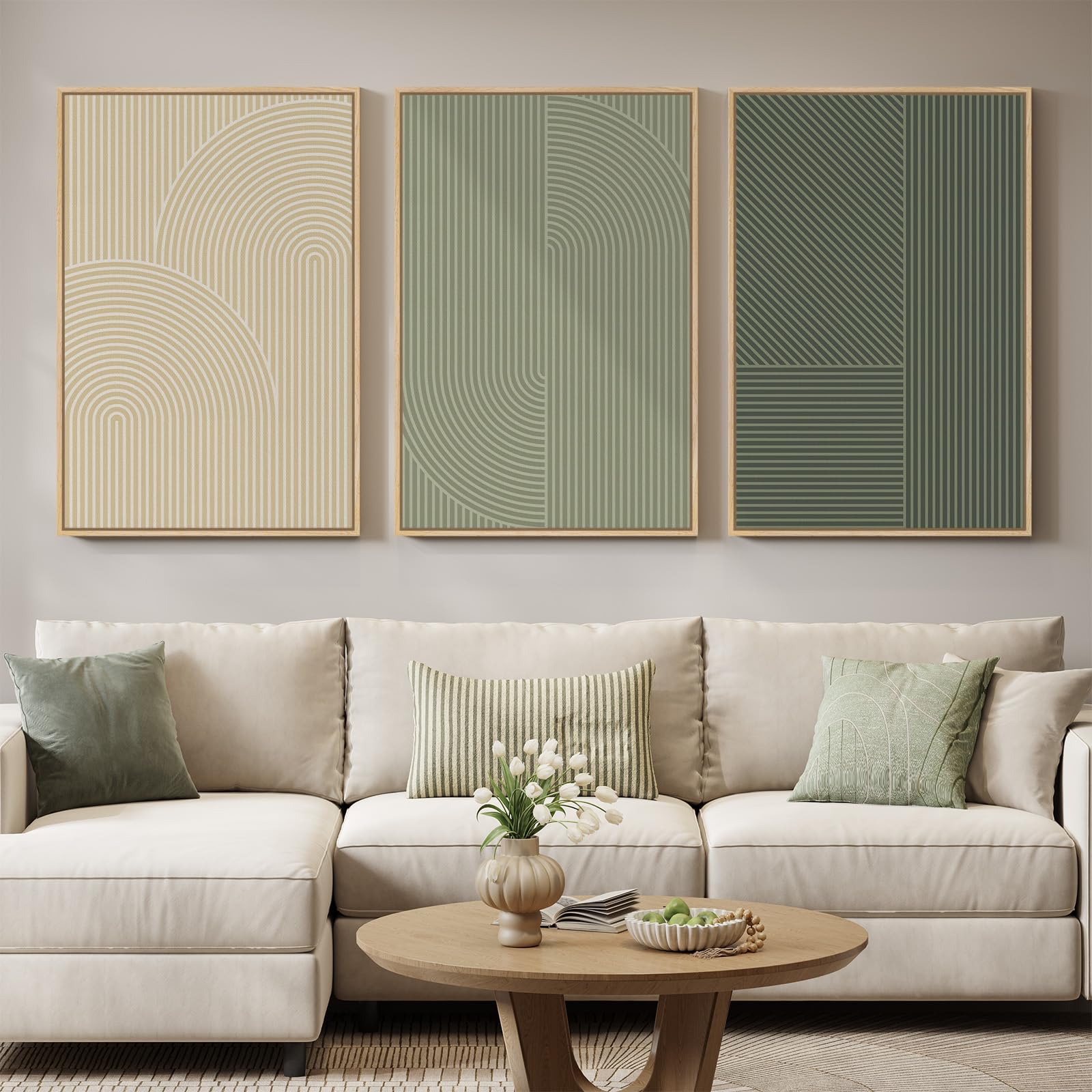 Large Framed Modern Elegant Abstract Wall Art for Living Room, 3 Piece Contemporary Blue and Gold Bright Prints Paintings Artwork for Walls, Luxury Pictures for Hallway Home Office Wall Decor 24x36 In