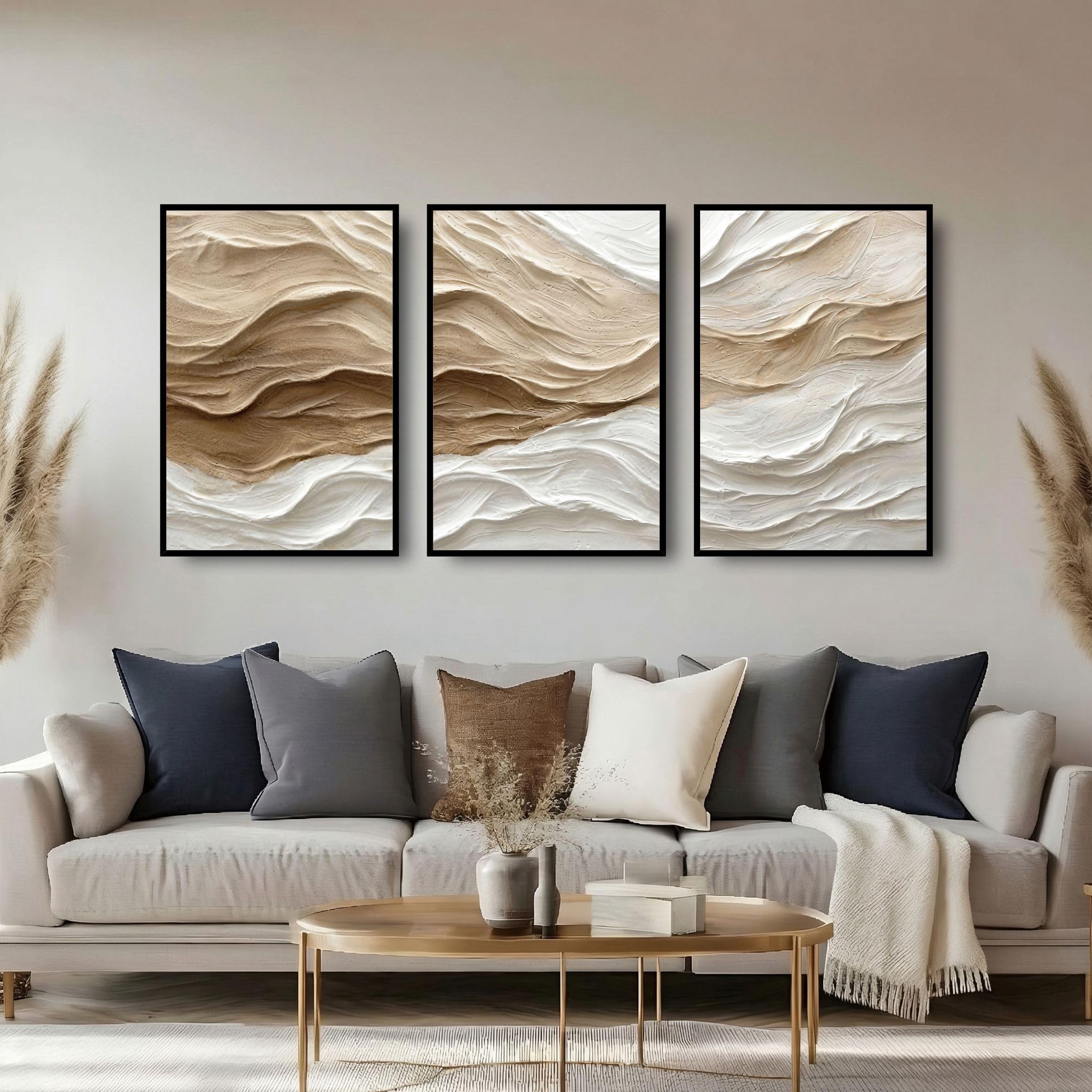 Abstract Wall Art 3 Piece Wall Art for Living Room Large Framed Wall Art Modern Paintings Crystal Porcelain Wall Pictures Luxury Artwork for Bedroom Home Office Dining Room Hallway
