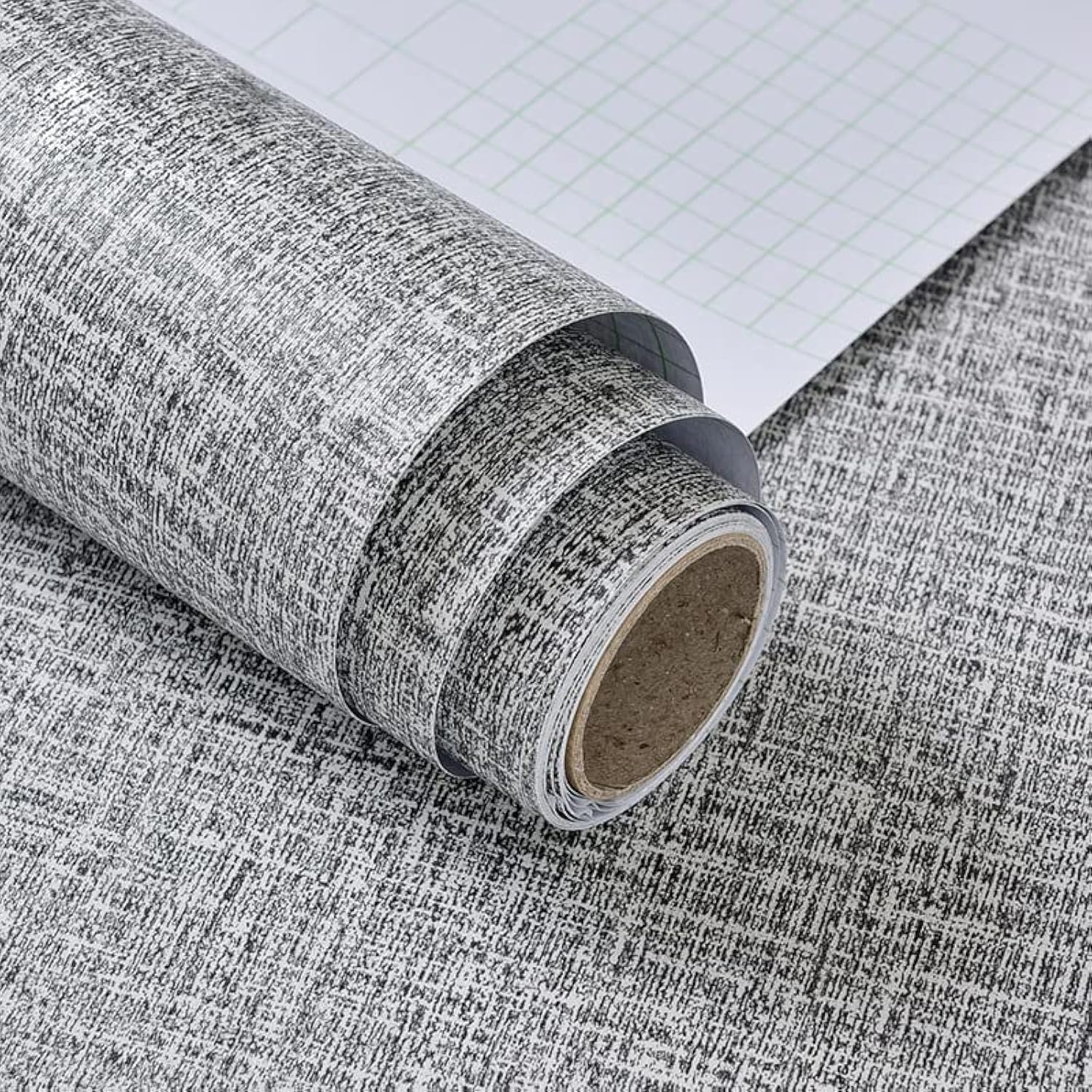 Yancorp 24"x394"/32.8' Textured Fabric Peel and Stick Wallpaper - Faux Grasscloth, Self-Adhesive, Linen, Removable for Cabinets - Khaki