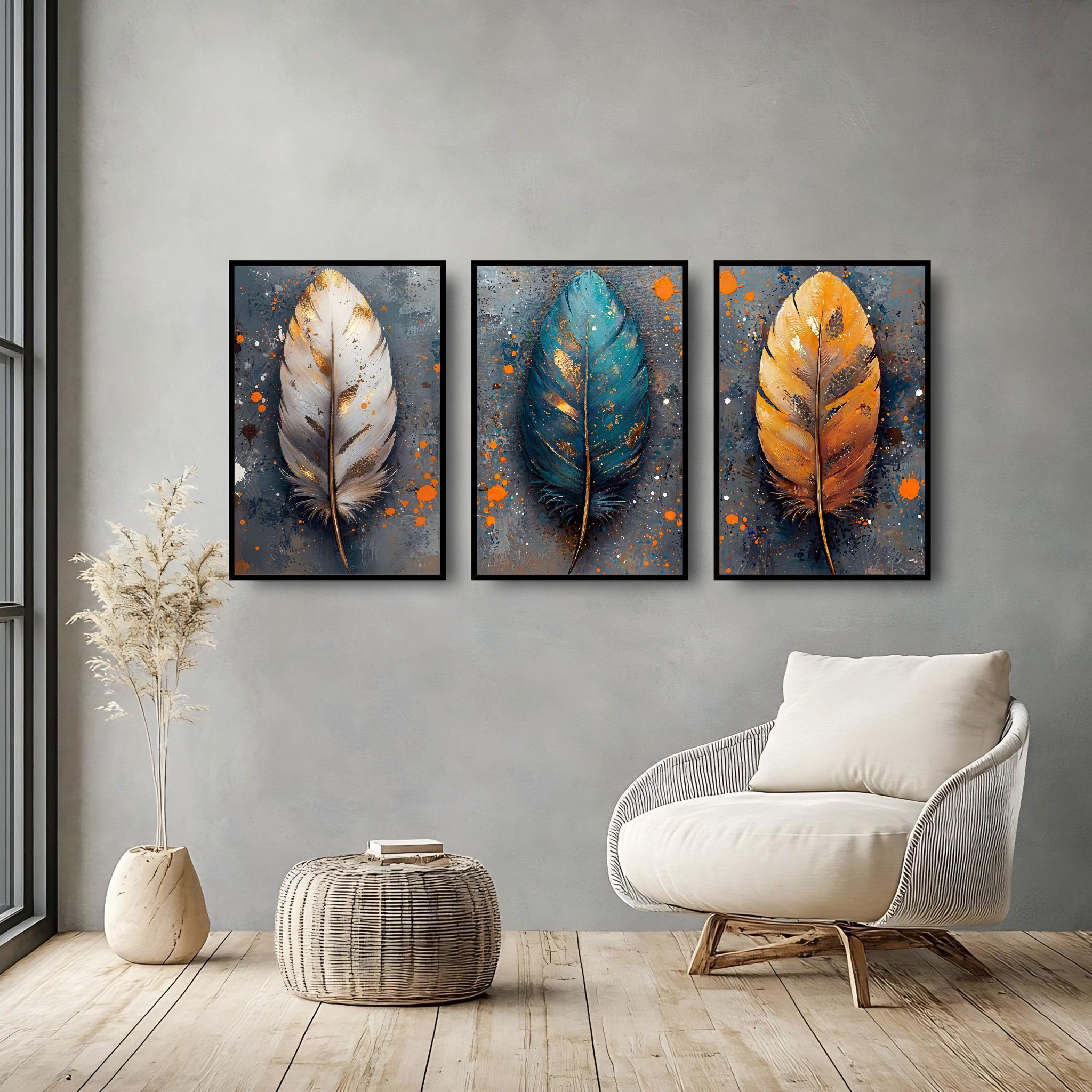 Abstract Wall Art 3 Piece Wall Art for Living Room Large Framed Wall Art Modern Paintings Crystal Porcelain Wall Pictures Luxury Artwork for Bedroom Home Office Dining Room Hallway