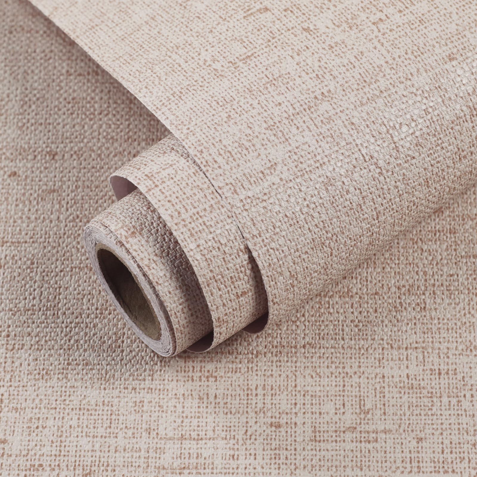 15.75"x787.4" Brown Grasscloth Wallpaper Peel and Stick Removable Textured Wall Paper Self Adhesive Contact Paper Faux Linen Cabinets Drawers Bookshelves Thickened Waterproof Shelf Vinyl Roll