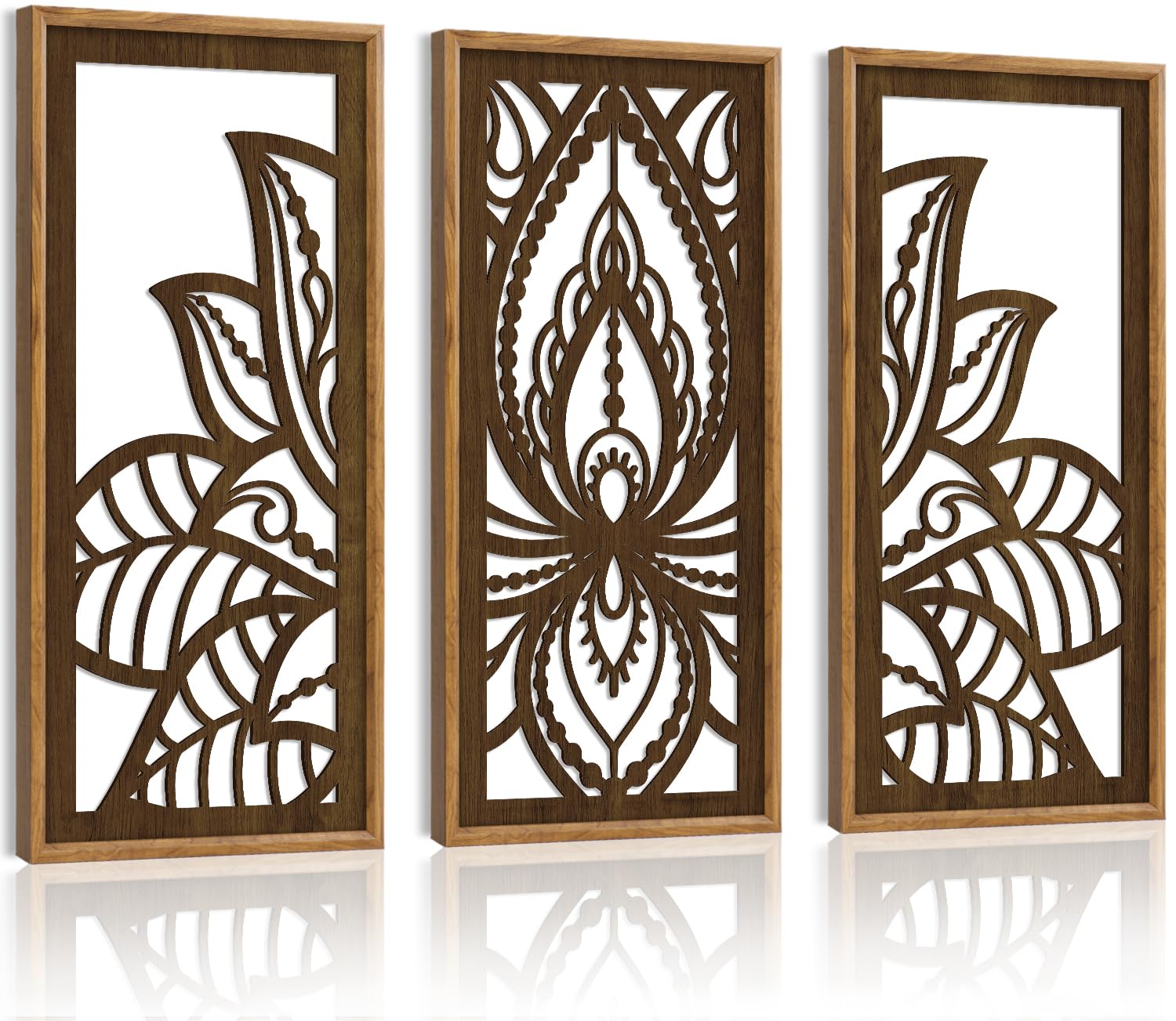 HPNIUB 3 PCS Boho Wall Decor, Minimalist Mid Century Abstract Geometric Line Carved Hanging Wood Sign for Living Room, 8x16Inch Modern Wooden Plaque Wall Art for Bedroom Office Apartment Decoration