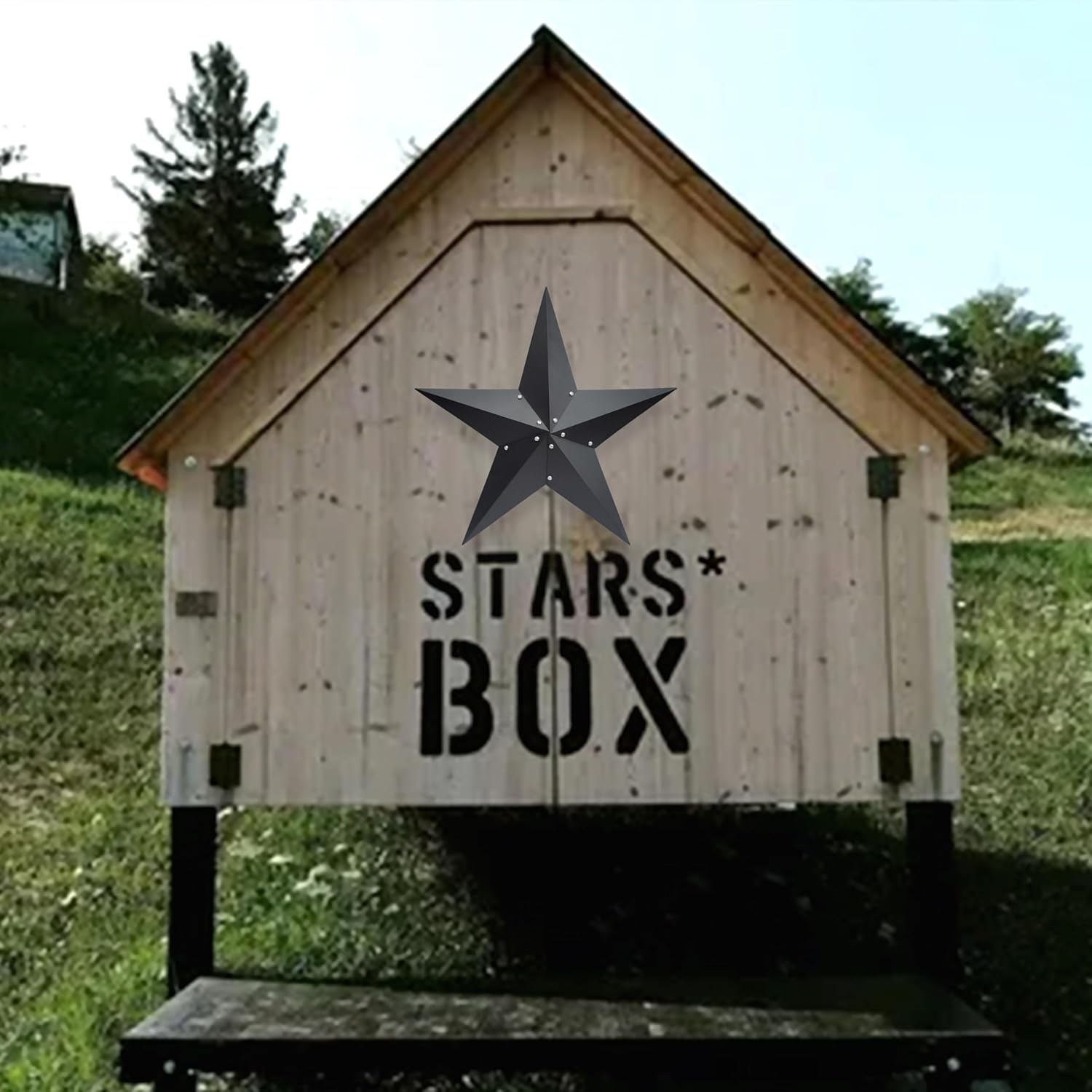 Qobumy 24" Rustic Metal Large Barn Star Wall Decor- Handmade Black Barn Stars Indoor or Outdoor Decoration,Star for Outside Texas Stars Art Vintage Western Country Home Farmhouse Wall art Décor.