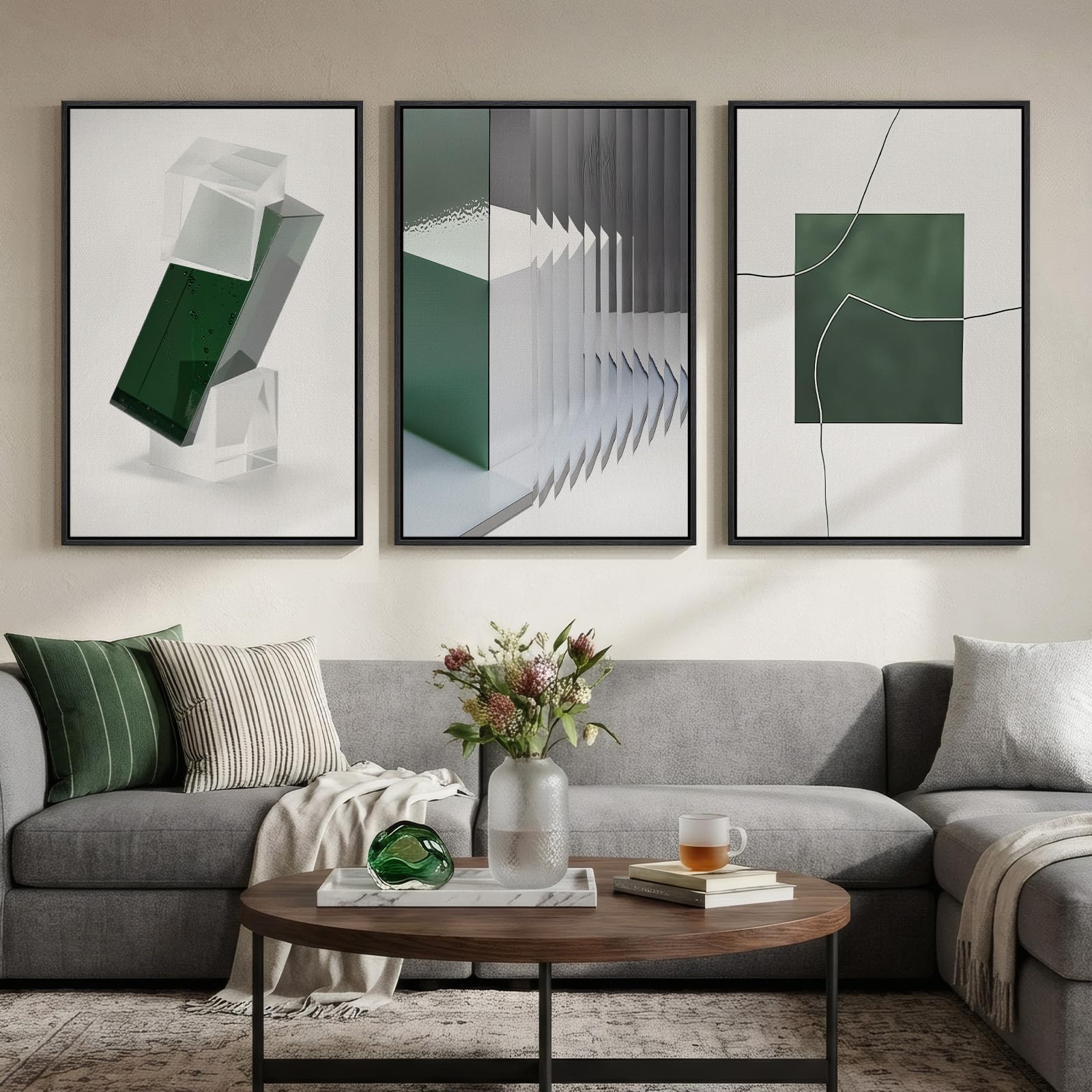 Large Framed Modern Elegant Abstract Wall Art for Living Room, 3 Piece Contemporary Blue and Gold Bright Prints Paintings Artwork for Walls, Luxury Pictures for Hallway Home Office Wall Decor 24x36 In