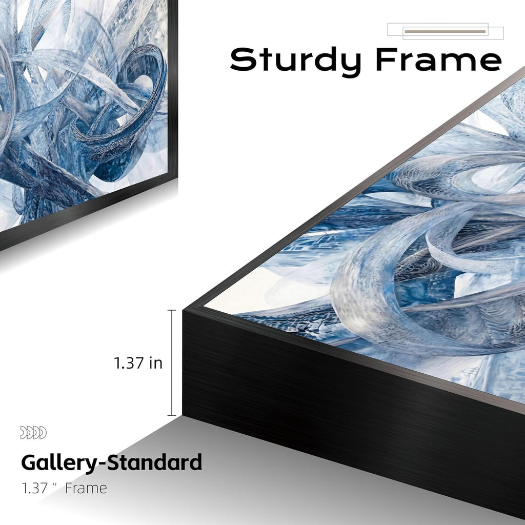 Extra Large Wall Art for Living Room Above Couch Bedroom Office, Gray White Modern Abstract Luxury Framed Crystal Porcelain Wall Decor, Waterproof Easy Clean Artwork for Home Hotel Restaurant 29x58 Inch