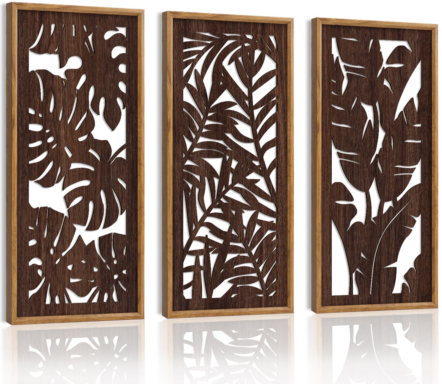 HPNIUB 3 PCS Boho Wall Decor, Minimalist Mid Century Abstract Geometric Line Carved Hanging Wood Sign for Living Room, 8x16Inch Modern Wooden Plaque Wall Art for Bedroom Office Apartment Decoration