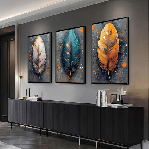 Abstract Wall Art 3 Piece Wall Art for Living Room Large Framed Wall Art Modern Paintings Crystal Porcelain Wall Pictures Luxury Artwork for Bedroom Home Office Dining Room Hallway