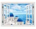 FLFK Fake Window Wall Sticker - Sunset Beach Faux Window Wall Mural for Wall Decor, Stick and Peel Wall Decals,48"x32",Set of 2 Sheets