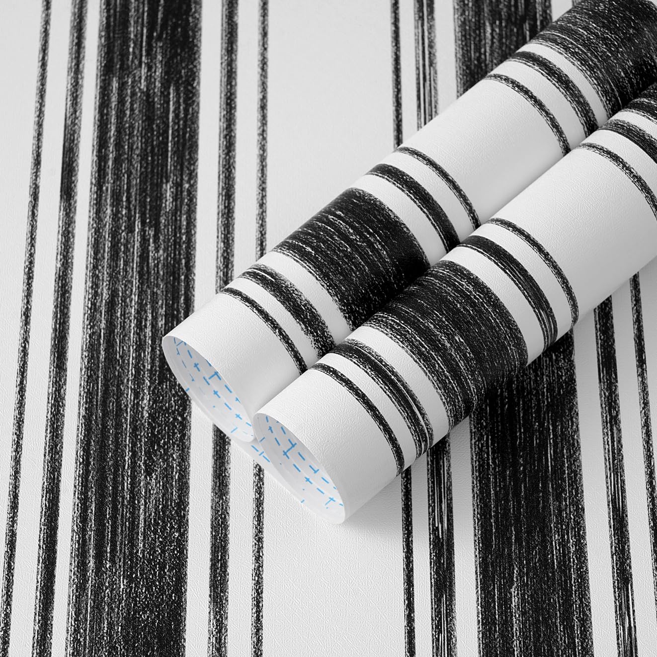 Safiyya Black and Cream White Hand-Painted Striped Wallpaper Peel and Stick Contact Paper 17.3"×393" Beige Vintage Wall Paper Self Adhesive Removable Wallpaper for Bedroom Bathroom Decorative Vinyl