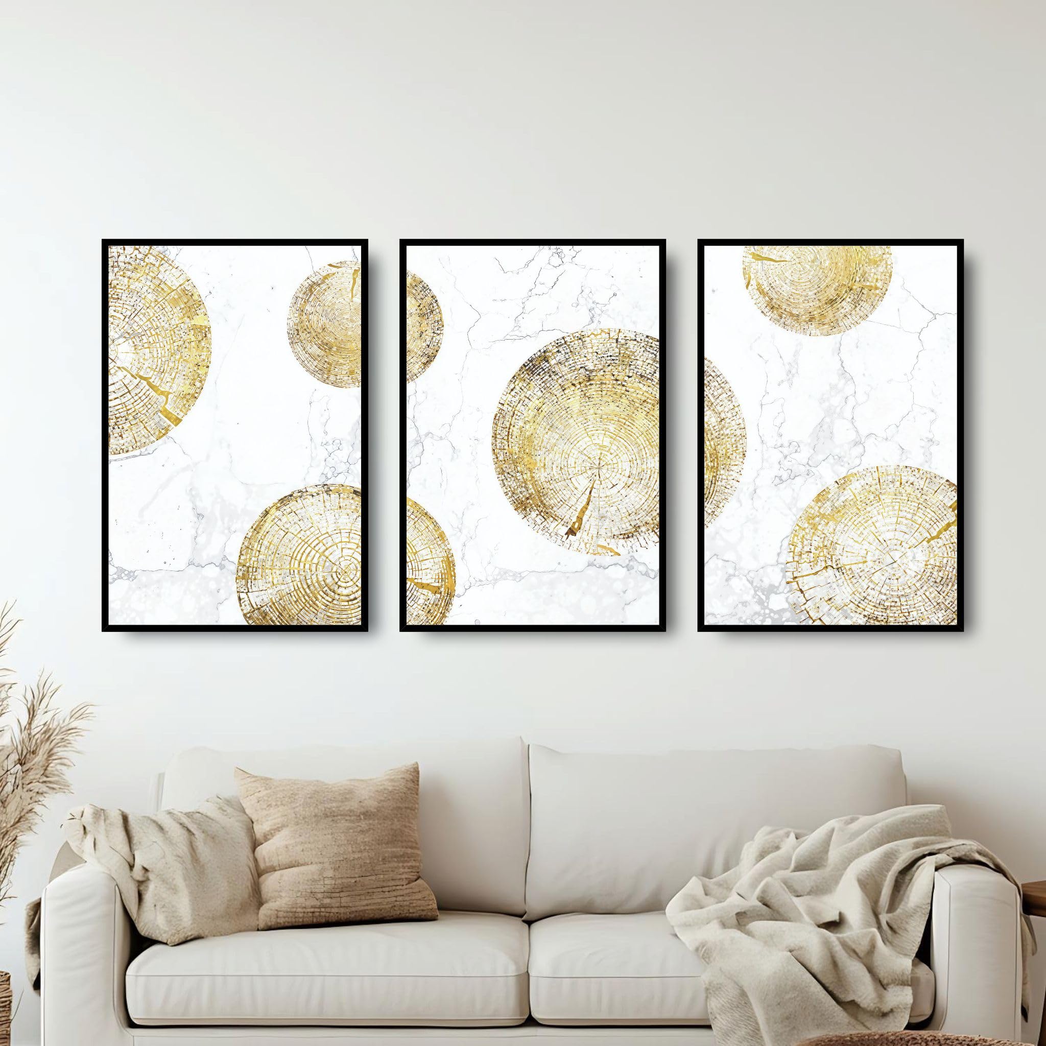 Abstract Wall Art 3 Piece Wall Art for Living Room Large Framed Wall Art Modern Paintings Crystal Porcelain Wall Pictures Luxury Artwork for Bedroom Home Office Dining Room Hallway