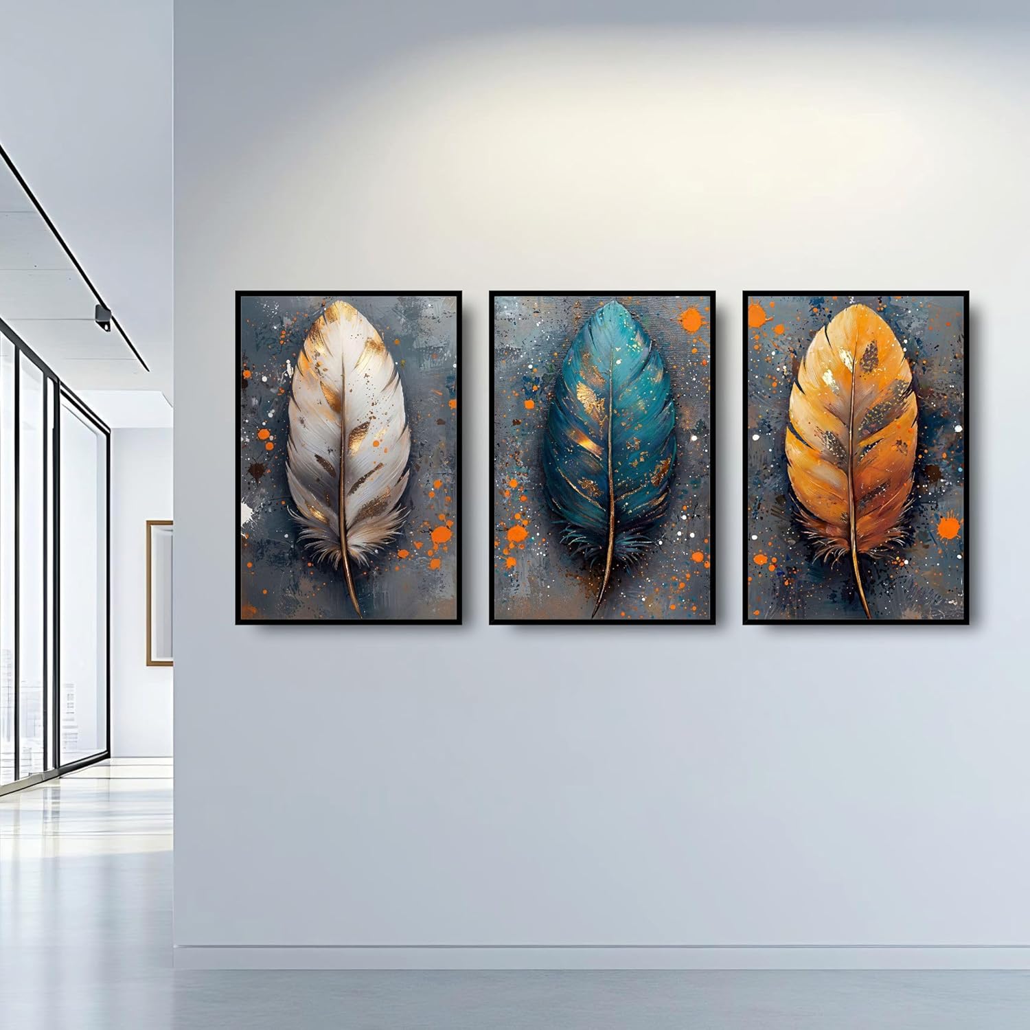 Abstract Wall Art 3 Piece Wall Art for Living Room Large Framed Wall Art Modern Paintings Crystal Porcelain Wall Pictures Luxury Artwork for Bedroom Home Office Dining Room Hallway