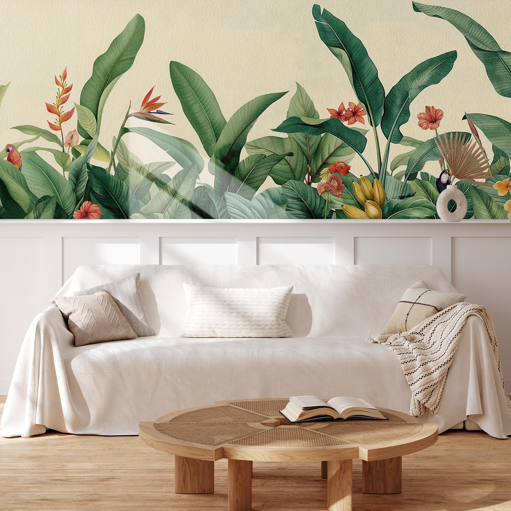 MUDECOR Wall Mural Vintage Countryside Village Illustrations Removable Self-Adhesive Wallpaper Wall Decoration for Bedroom Living Room - 48"x72"