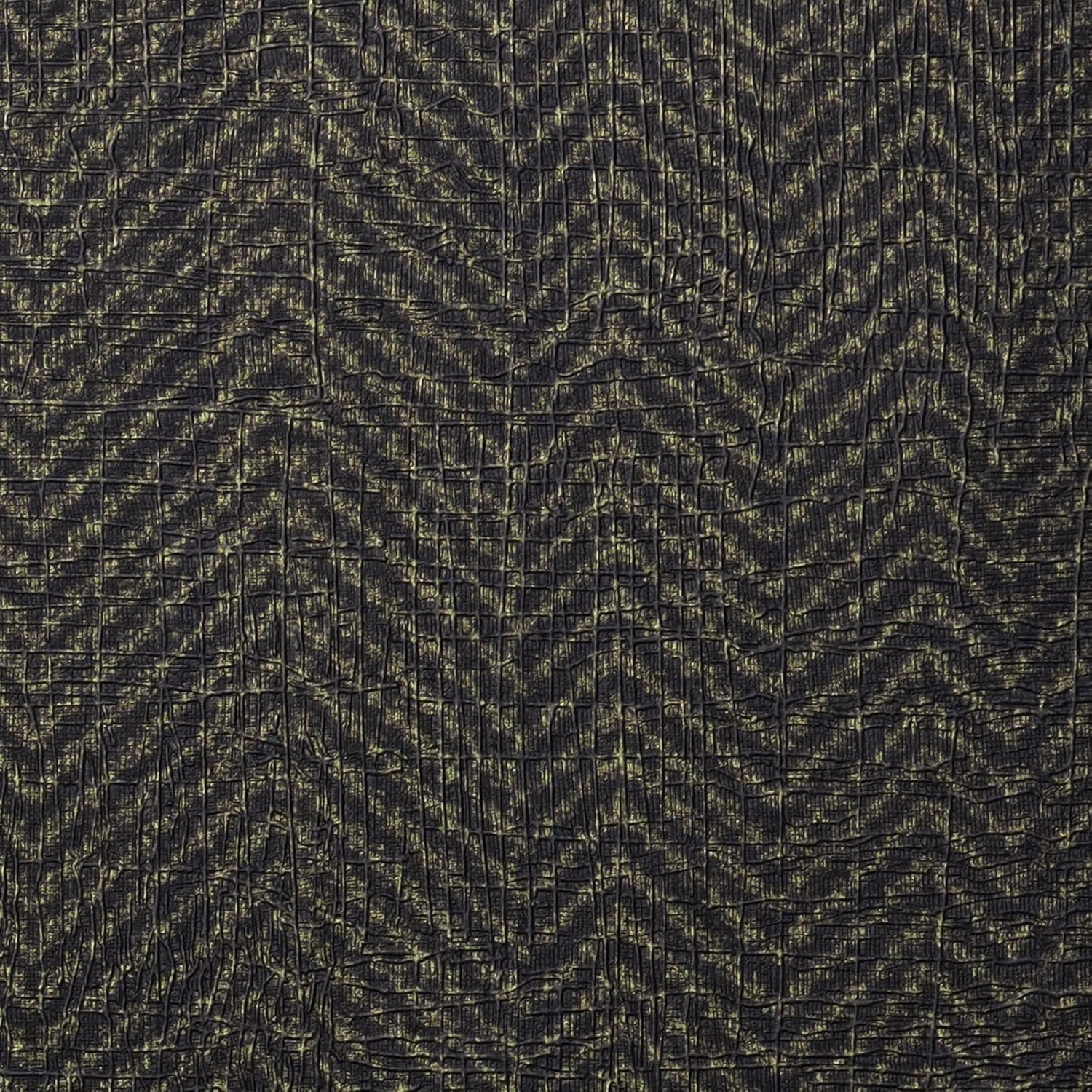 FunStick 24"x394" Black and Gold Grasscloth Peel and Stick Wallpaper Textured Black Contact Paper for Cabinets Removable Linen Fabric Geometric Wall Paper for Bedroom Bathroom Accent Wall Desk Renters