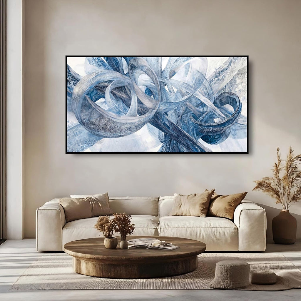 Extra Large Wall Art for Living Room Above Couch Bedroom Office, Gray White Modern Abstract Luxury Framed Crystal Porcelain Wall Decor, Waterproof Easy Clean Artwork for Home Hotel Restaurant 29x58 Inch