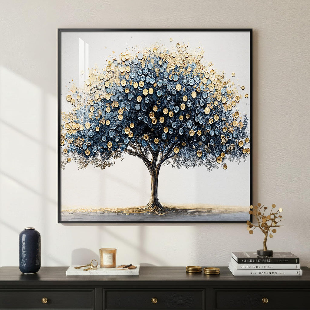 Large Framed Black and Gold Tree of Life Wall Art, Modern Luxury Tree Painting Print Artwork for Walls, Contemporary Dark Elegant Glam Picture for Living Room Bedroom Office Wall Decor, 60x30 Inch