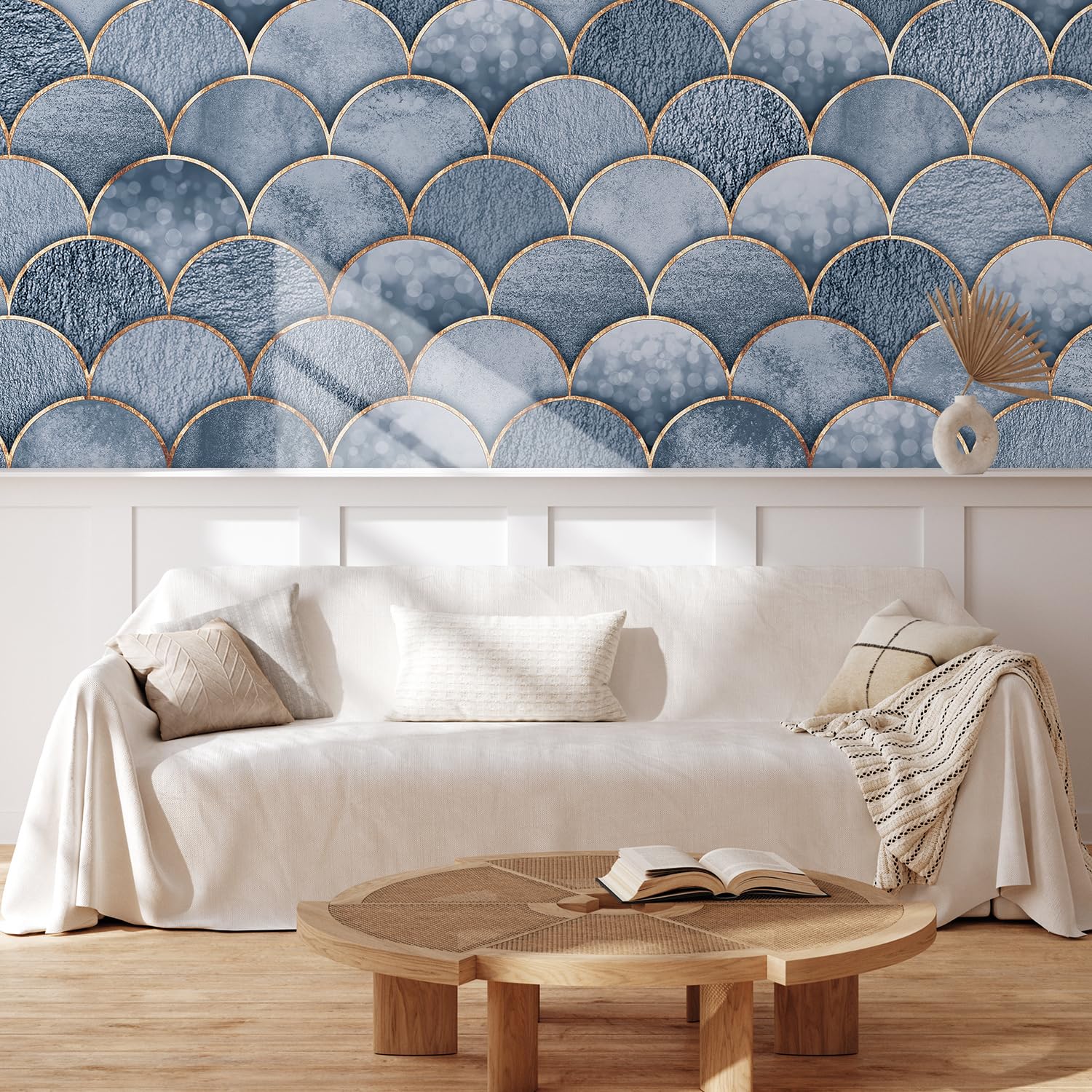 MUDECOR Wall Mural Vintage Countryside Village Illustrations Removable Self-Adhesive Wallpaper Wall Decoration for Bedroom Living Room - 48"x72"