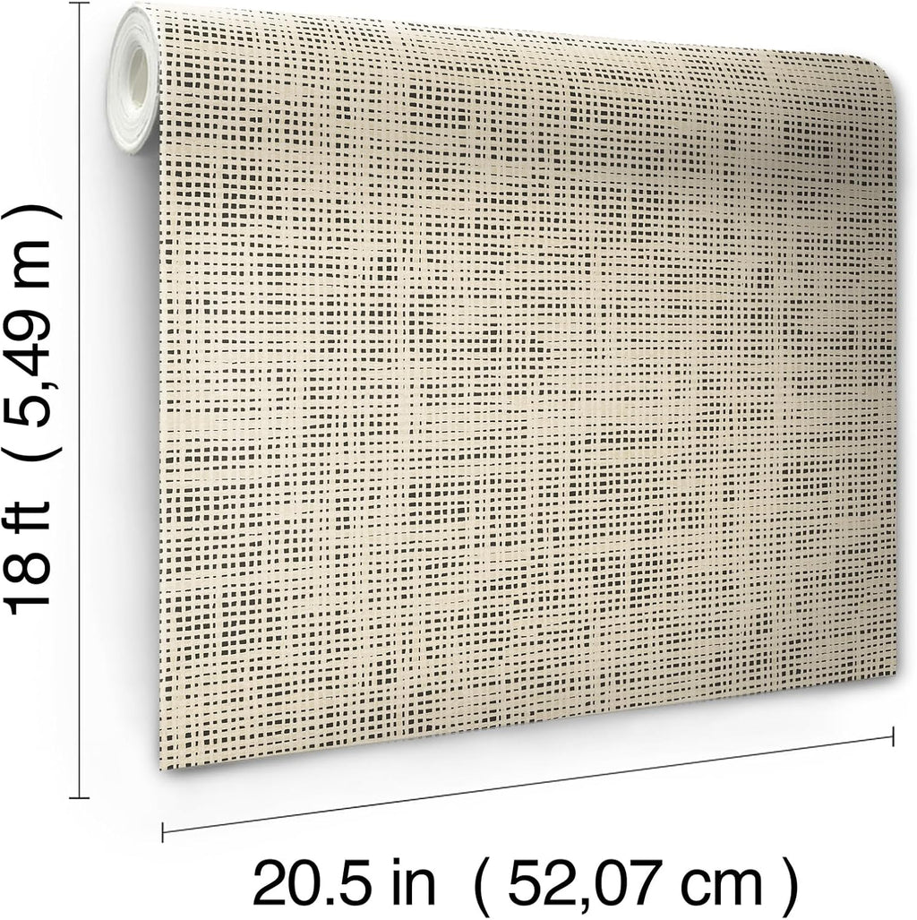 NuWallpaper Laos Ivory Peel and Stick Wallpaper, Ivory Linen Texture Removable Contact Paper for Walls, Self Adhesive Wall Covering for Bedroom Living Room Accent Wall