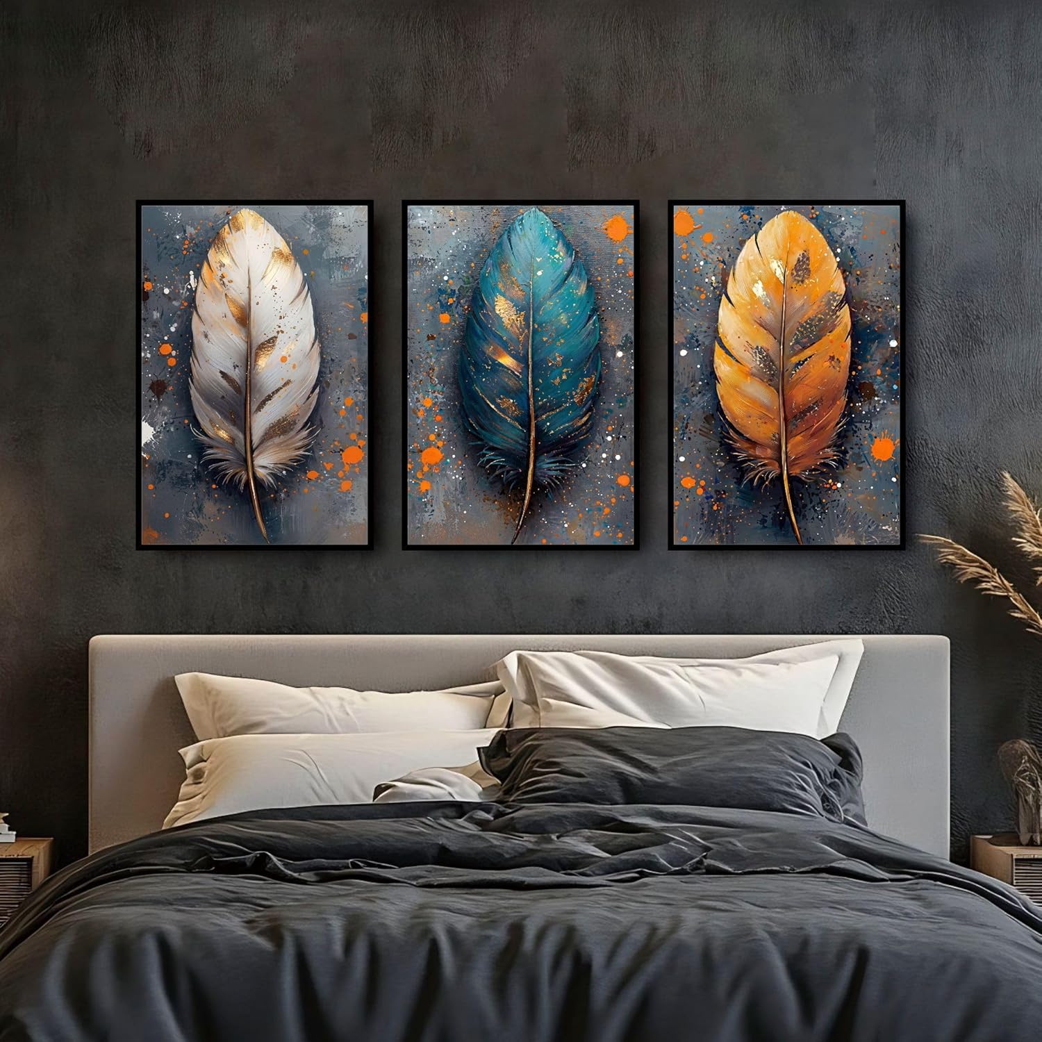 Abstract Wall Art 3 Piece Wall Art for Living Room Large Framed Wall Art Modern Paintings Crystal Porcelain Wall Pictures Luxury Artwork for Bedroom Home Office Dining Room Hallway