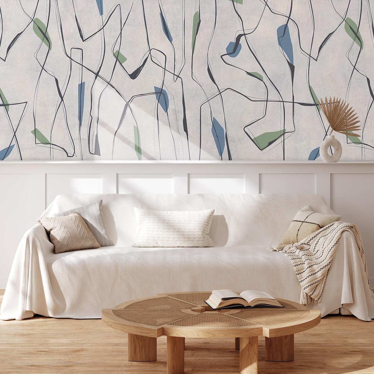 MUDECOR Wall Mural Vintage Countryside Village Illustrations Removable Self-Adhesive Wallpaper Wall Decoration for Bedroom Living Room - 48"x72"
