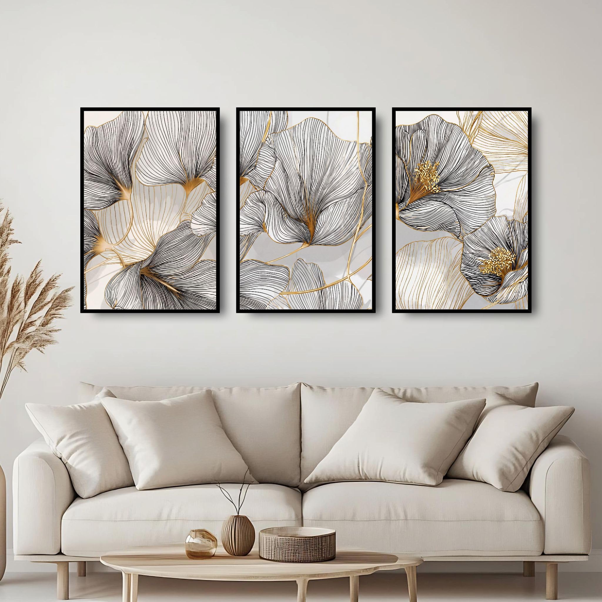 Abstract Wall Art 3 Piece Wall Art for Living Room Large Framed Wall Art Modern Paintings Crystal Porcelain Wall Pictures Luxury Artwork for Bedroom Home Office Dining Room Hallway