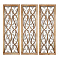 XIAOAIKA Hand Carved Boho Wood Wall Art - Decorative Large Wall Panels, Antique Distressed Wood Sculpture, Elegant Wall Decor Hanging Plaque, Suitable for Gifting (35.5 Inch, 3 Panels)