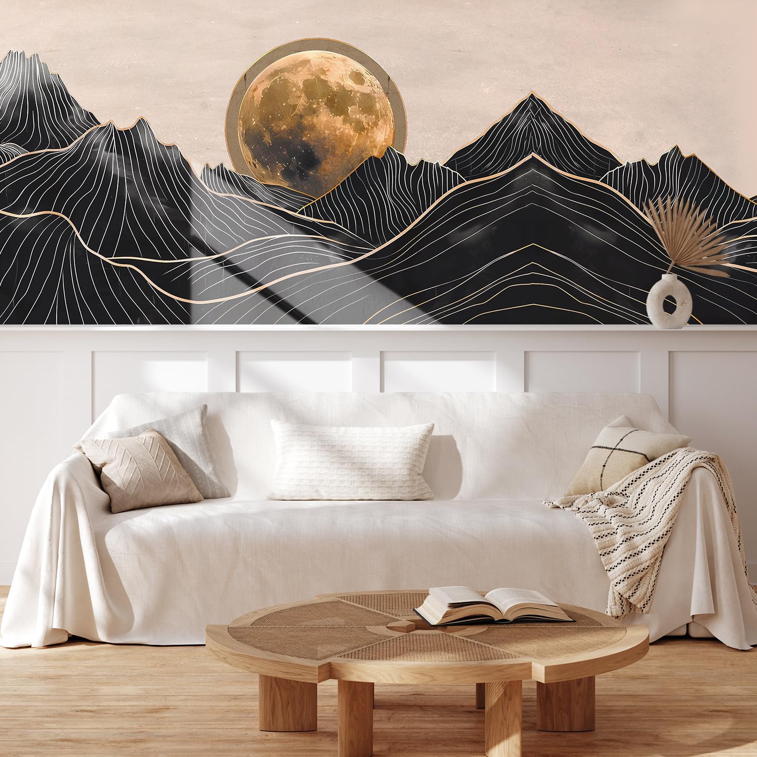 MUDECOR Wall Mural Vintage Countryside Village Illustrations Removable Self-Adhesive Wallpaper Wall Decoration for Bedroom Living Room - 48"x72"