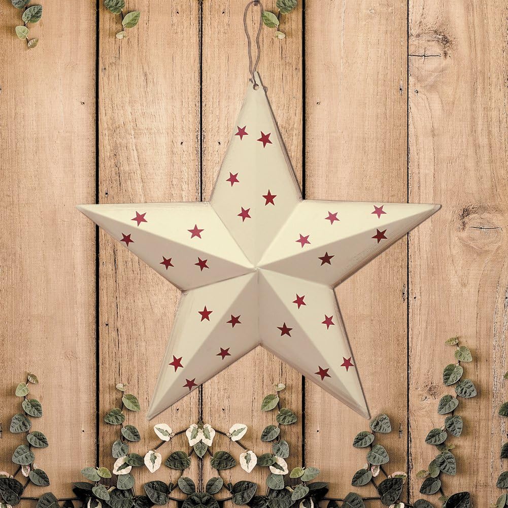Patriotic Metal Barn Star Wall Decor Set of 3, 12’’ Hanging Country Rustic Metal Star for July 4th Decoration (3 Pack)