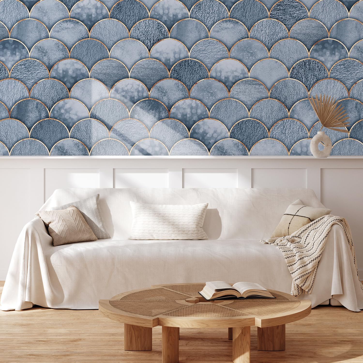 MUDECOR Wall Mural Vintage Countryside Village Illustrations Removable Self-Adhesive Wallpaper Wall Decoration for Bedroom Living Room - 48"x72"