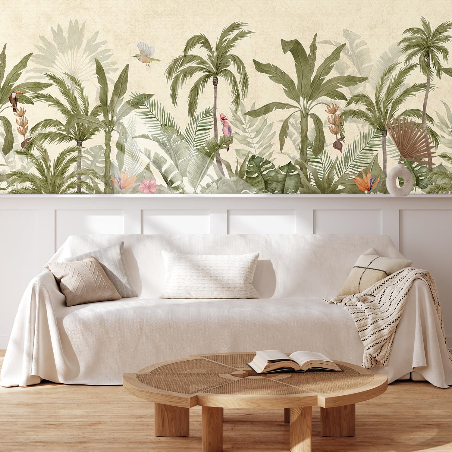 MUDECOR Wall Mural Vintage Countryside Village Illustrations Removable Self-Adhesive Wallpaper Wall Decoration for Bedroom Living Room - 48"x72"