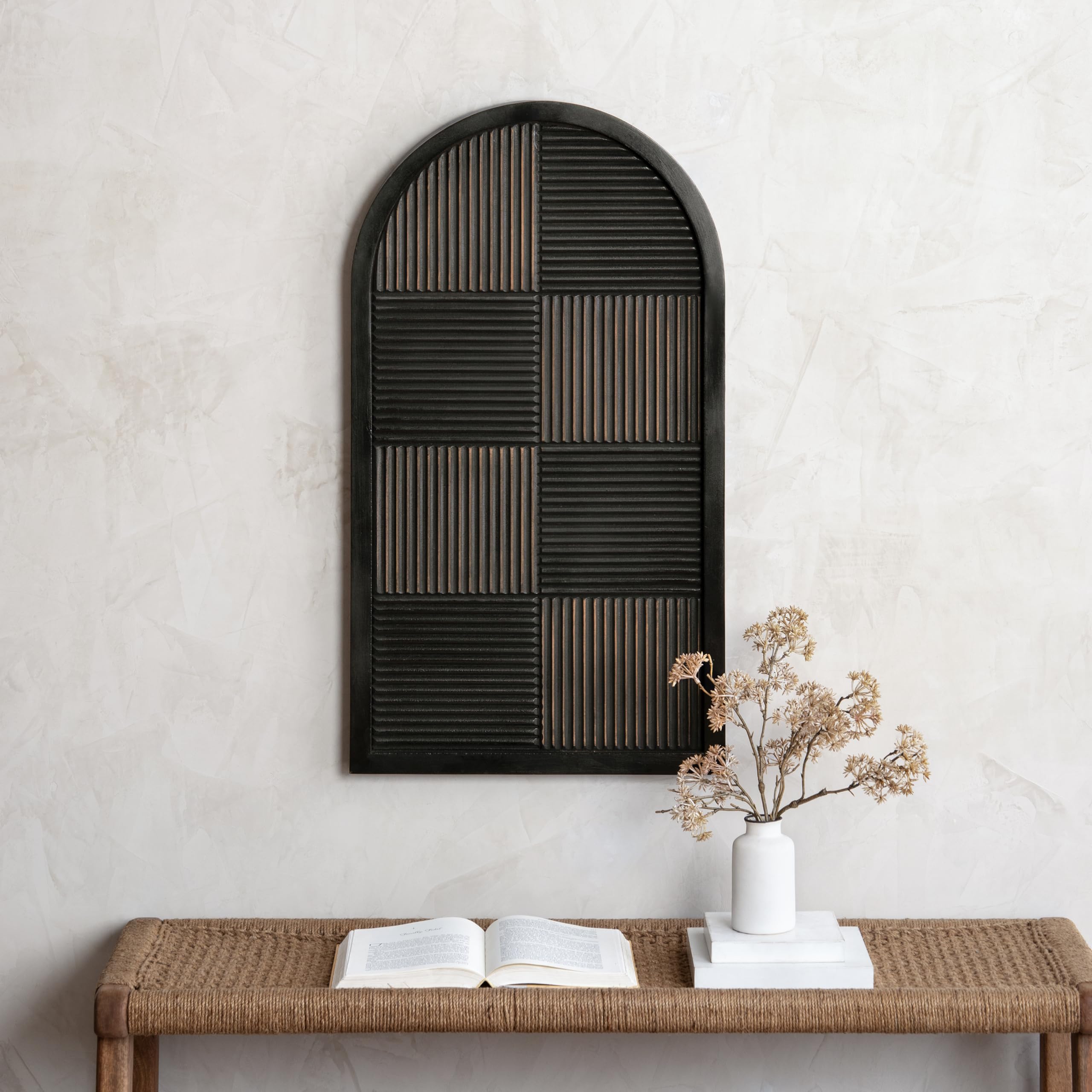 Embossed Wood Wall Medallion Decor for Home Office Living Space
