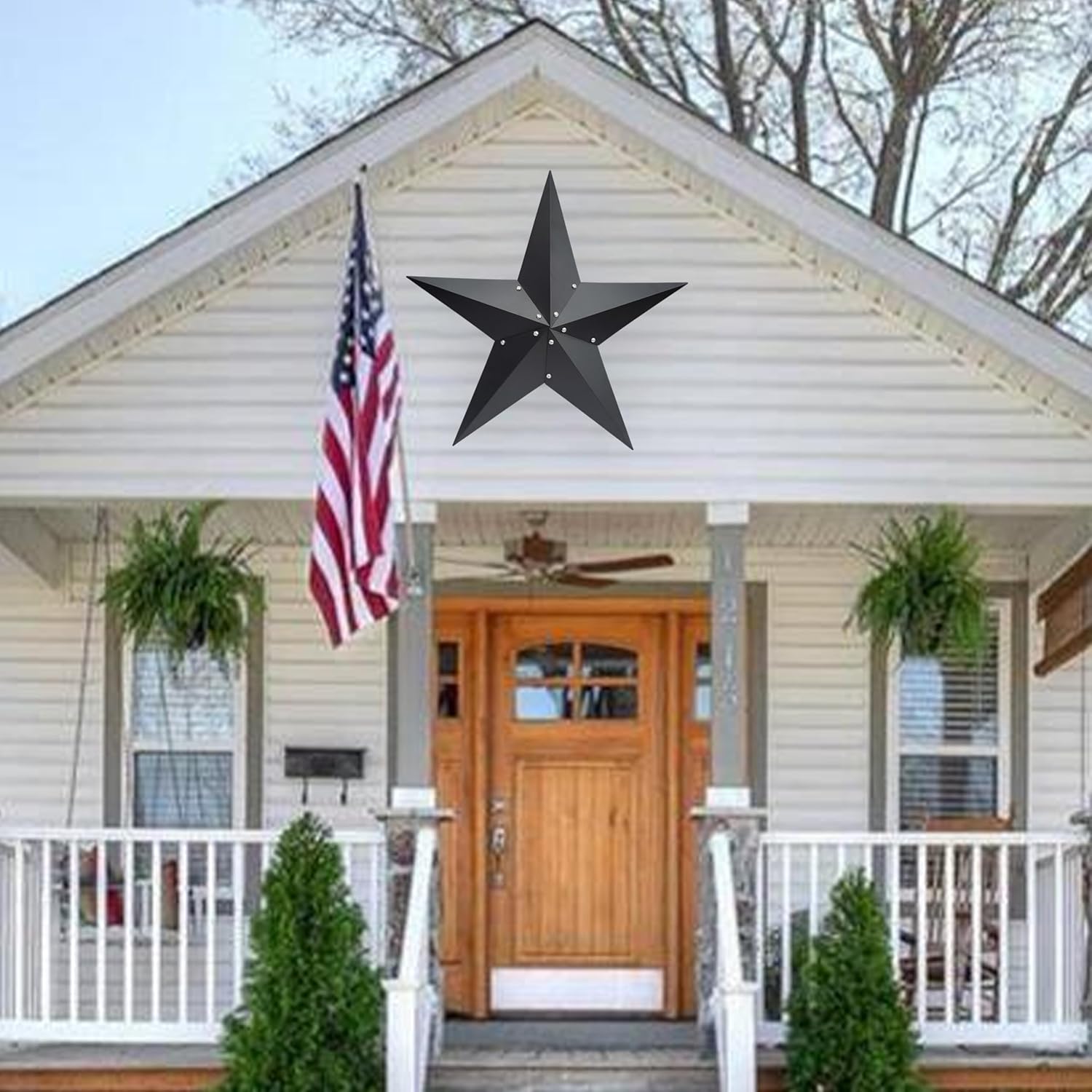 Qobumy 24" Rustic Metal Large Barn Star Wall Decor- Handmade Black Barn Stars Indoor or Outdoor Decoration,Star for Outside Texas Stars Art Vintage Western Country Home Farmhouse Wall art Décor.