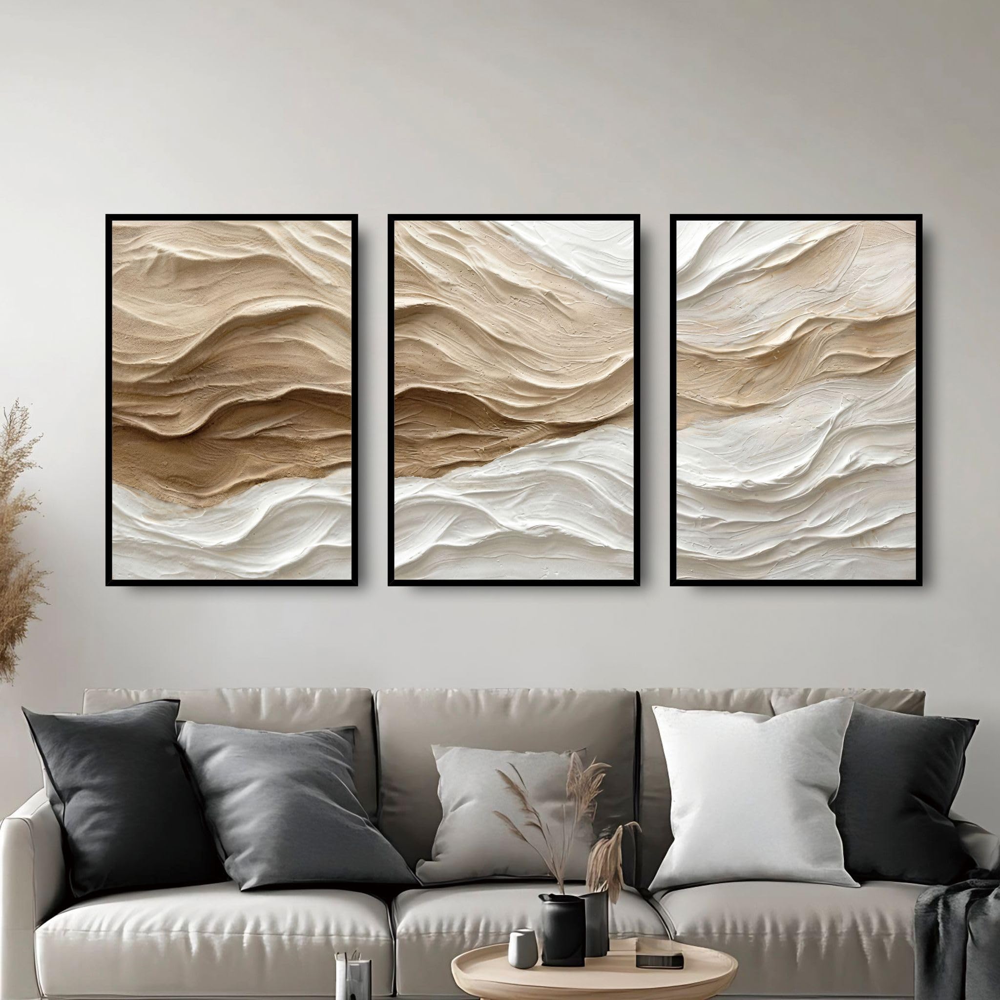 Abstract Wall Art 3 Piece Wall Art for Living Room Large Framed Wall Art Modern Paintings Crystal Porcelain Wall Pictures Luxury Artwork for Bedroom Home Office Dining Room Hallway