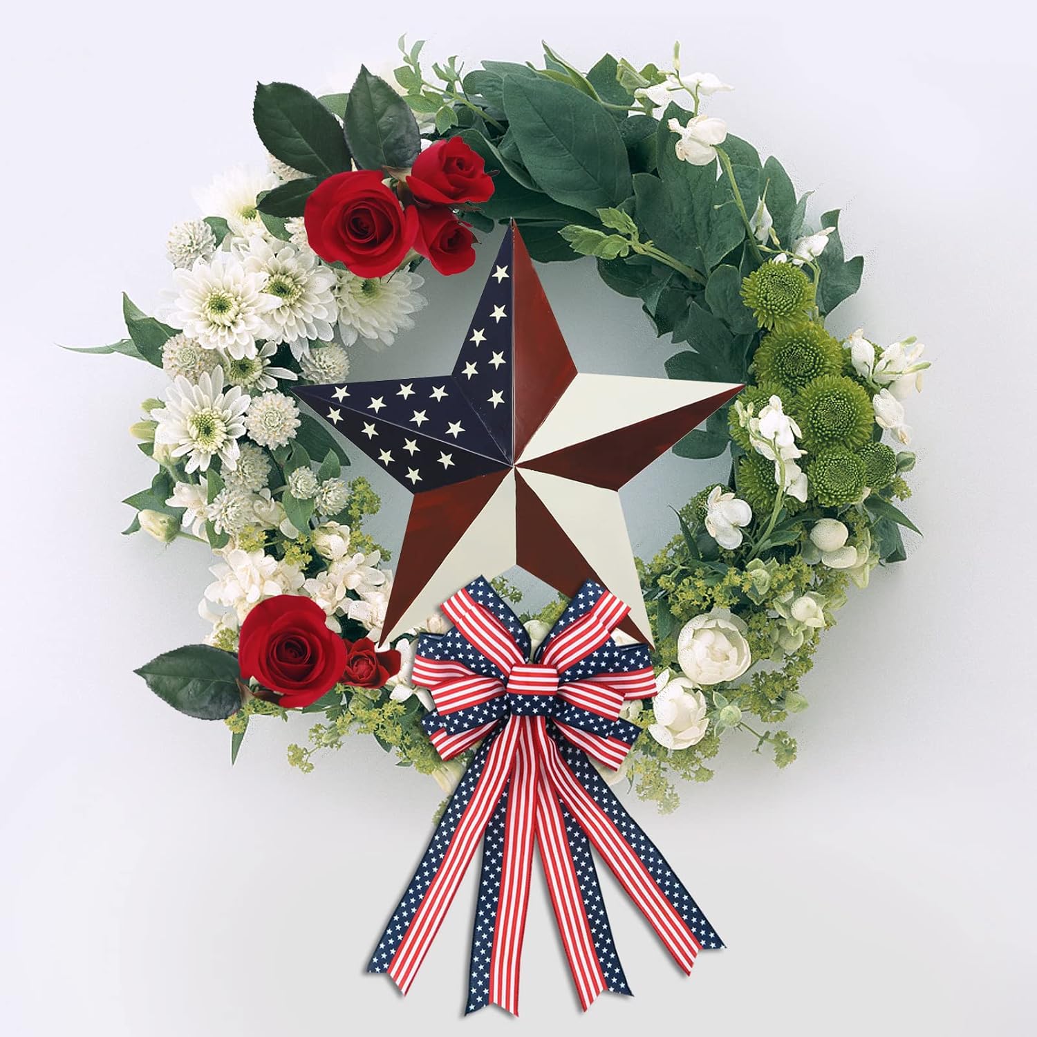 3pcs Patriotic Metal Barn Star Outdoor Indoor Hanging Wall Decor Ameriacn Star Ornaments 4th of July Decoration for 4th July Election Veterans Day Decoration