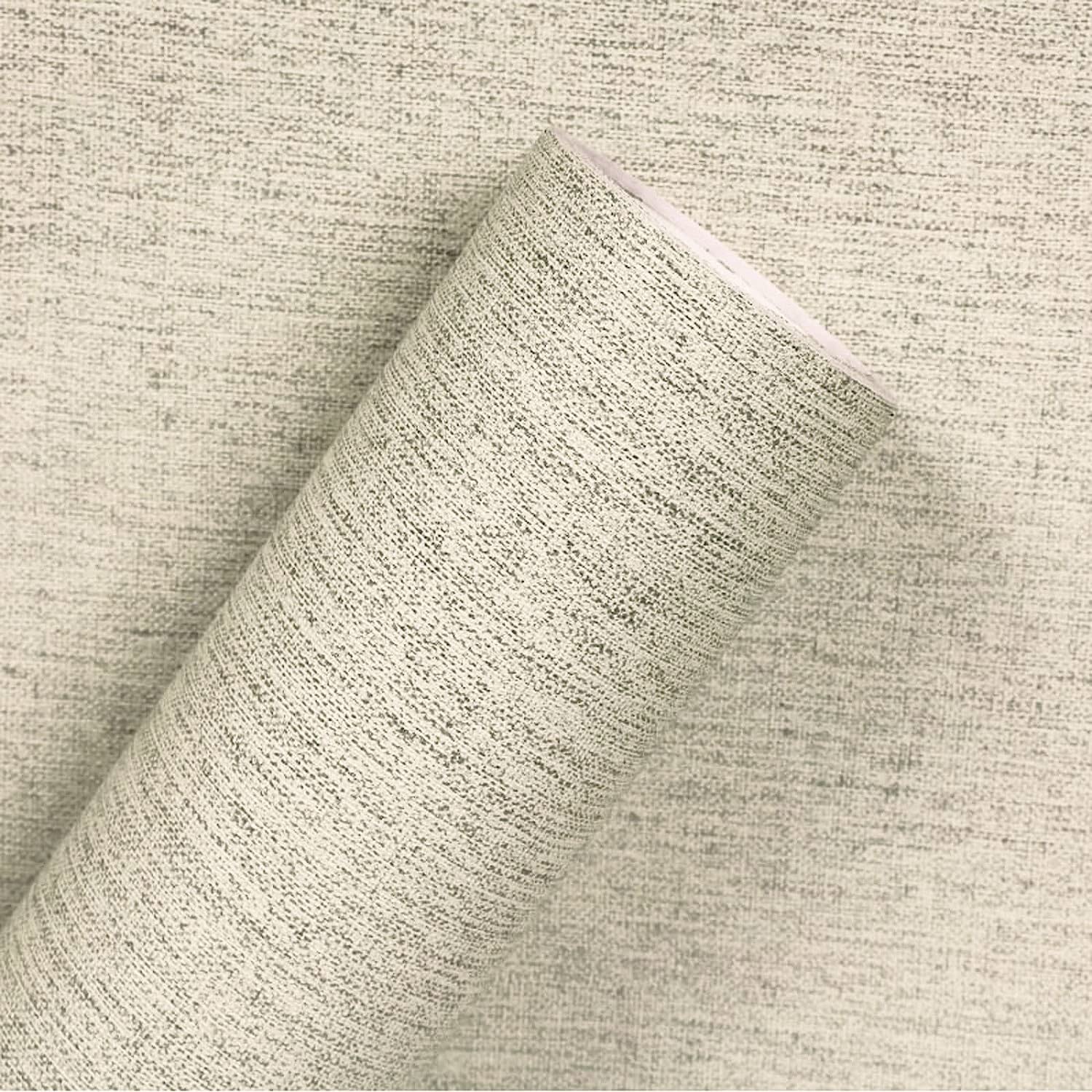 Yancorp 24"x394"/32.8' Textured Fabric Peel and Stick Wallpaper - Faux Grasscloth, Self-Adhesive, Linen, Removable for Cabinets - Khaki