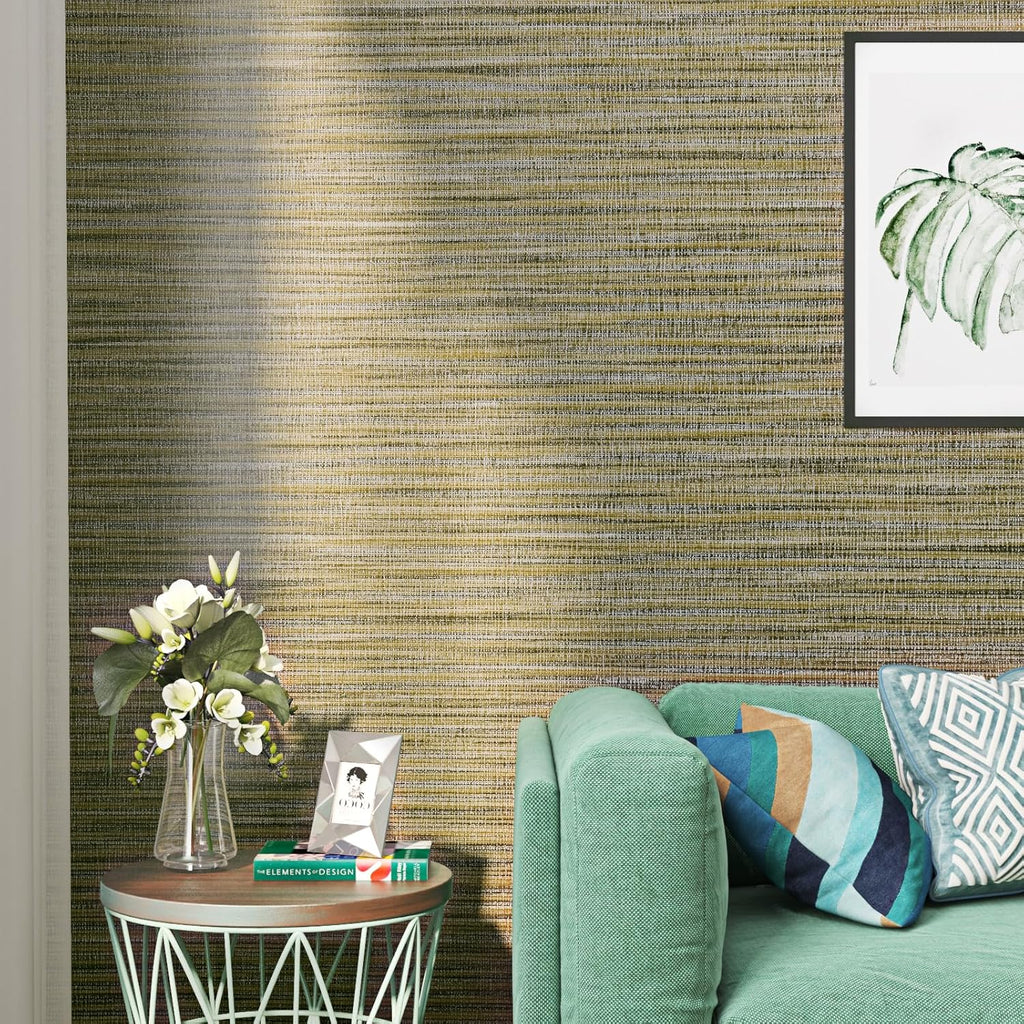 FunStick 24"x200" Grasscloth Peel and Stick Wallpaper Textured Brown Fabric Linen Wall Paper Roll Self Adhesive Removable Faux Grasscloth Contact Paper for Bathroom Bedroom Accent Wall Cabinet Drawers