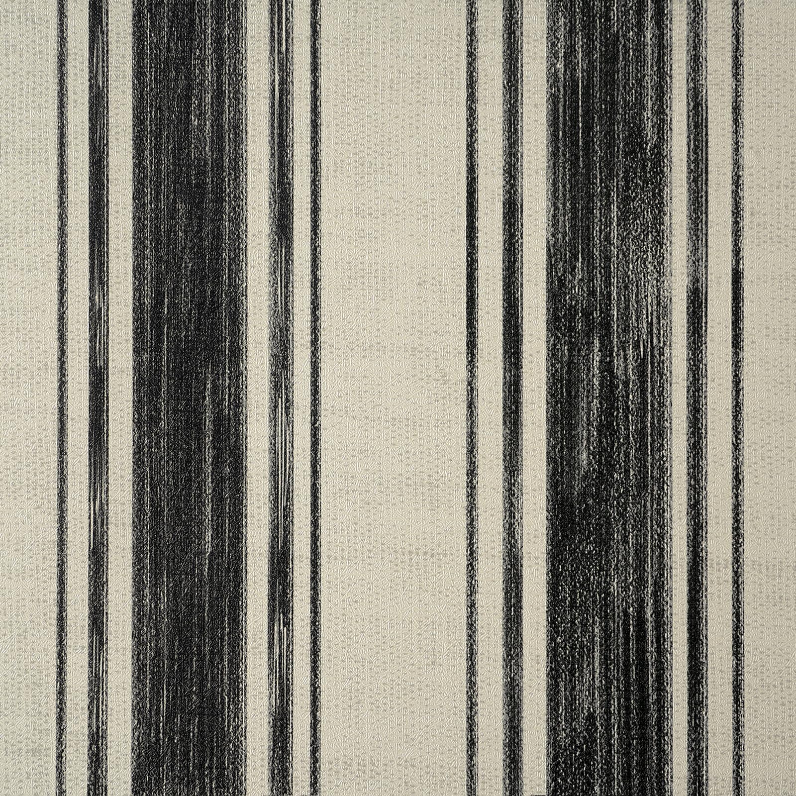 Safiyya Black and Cream White Hand-Painted Striped Wallpaper Peel and Stick Contact Paper 17.3"×393" Beige Vintage Wall Paper Self Adhesive Removable Wallpaper for Bedroom Bathroom Decorative Vinyl