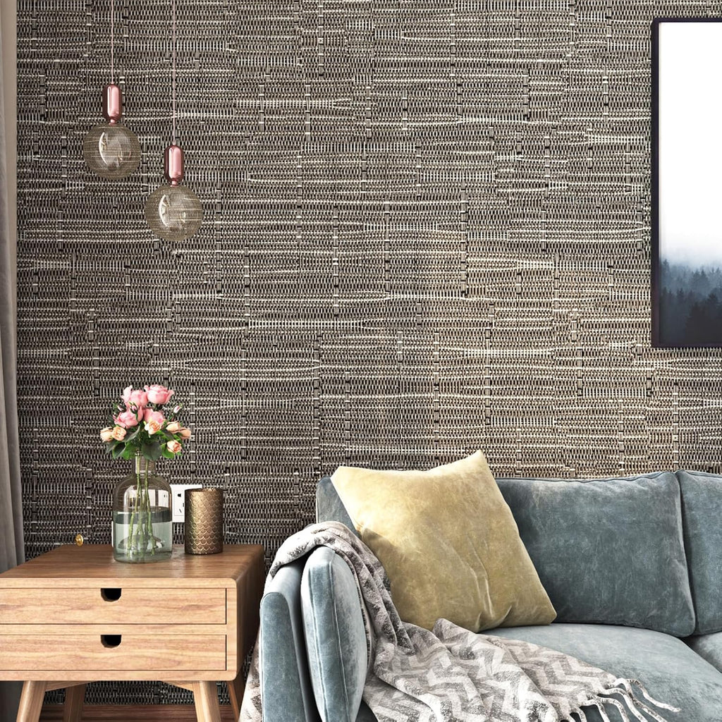 Textured Woven Grass Cloth Self-Adhesive Contact Paper for Kitchen Bathroom