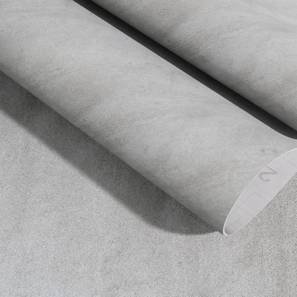 Grey-White Limewash Wallpaper Peel and Stick 16'' x 590'' Silver Cement Concrete Self-Adhesive Contact Paper Light Grey Matte Waterproof Limestone Textured PVC Removable Vinyl for Bedroom Kitchen Gym