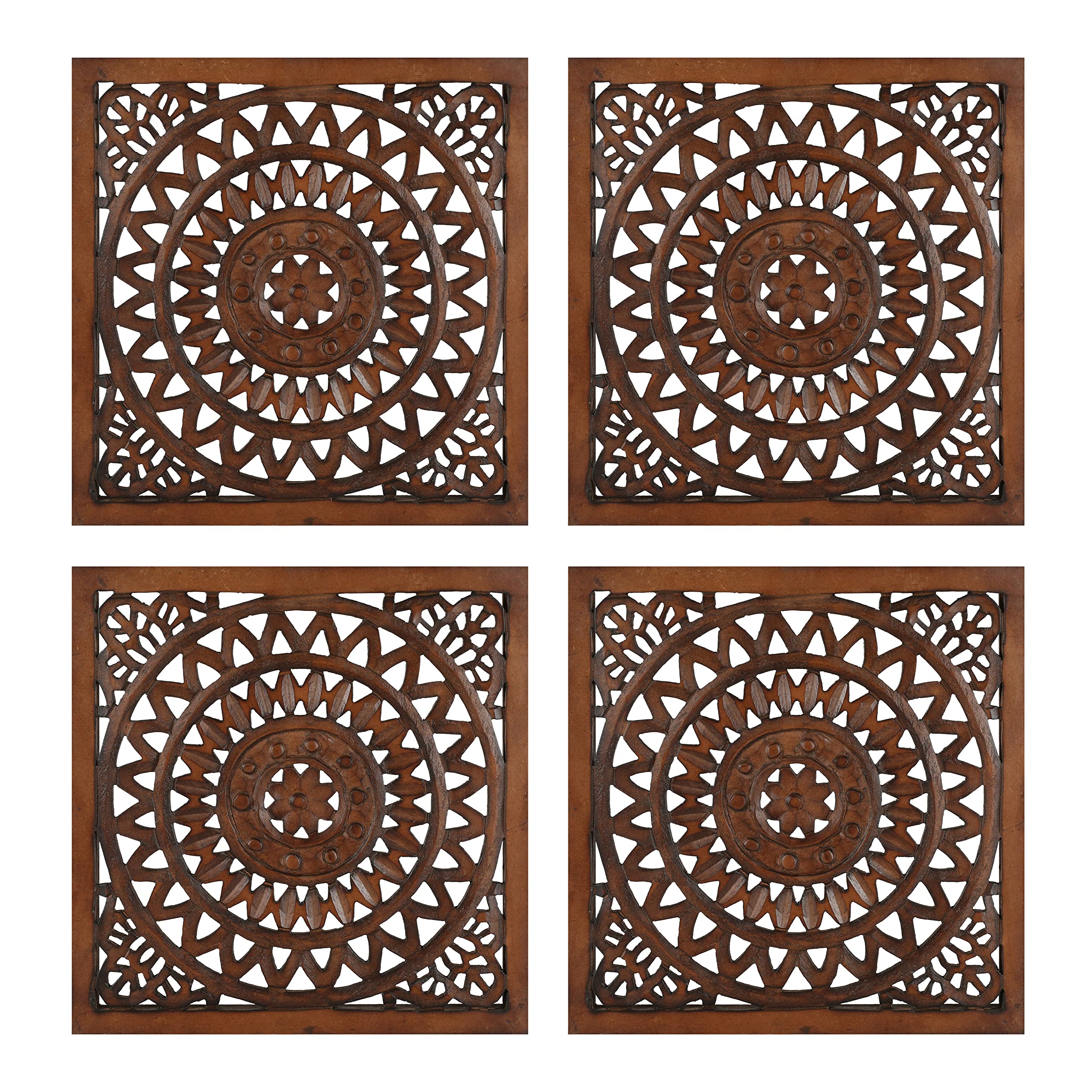 The Wooden Town Wall Hanging Plaques - Wall Plaque Wall Décor Plaques Set of 3-36 x 12 Inch - Burnt, Elegant Sculpture Wall Décor Panel to Enhance the Décor of Your Room or Office