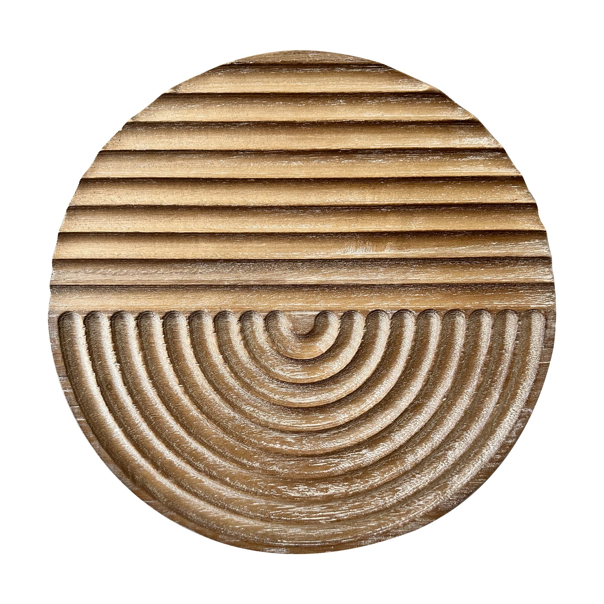 Musanpou Hand-carved Wood Wall Decor featuring Artistic Round Design for Farmhouse and Country-style Interiors | Wall Art Decoration | 11.8 inches x 11.8 inches (Natural)