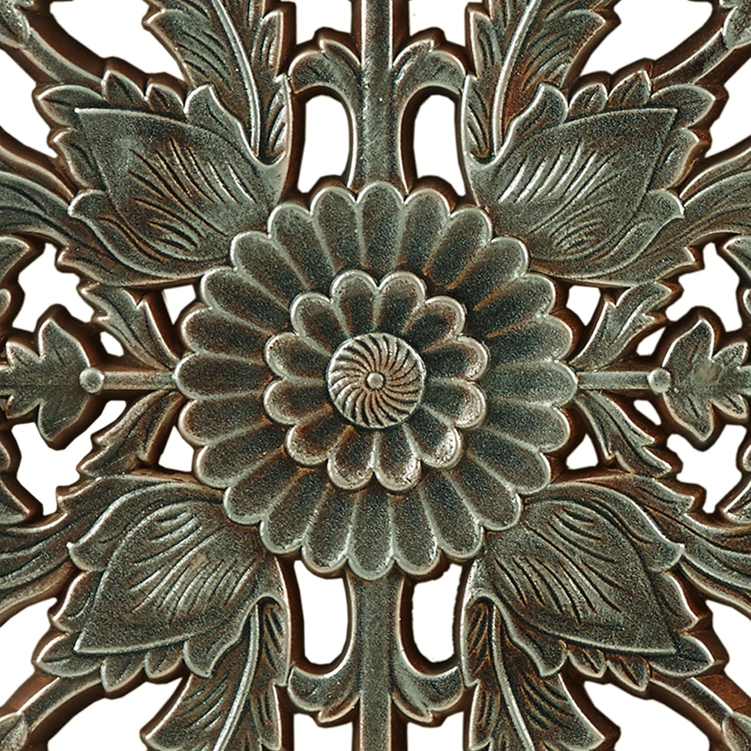 Madison Park Carved Wood Wall Art 2 Piece, Floral Wooden Carving Wall Decor, Blue Wall Art Living Room Bedroom, Copper Embellished Boho, Ready to Hang, 15.75"W x 31.5"L, Patina Blue