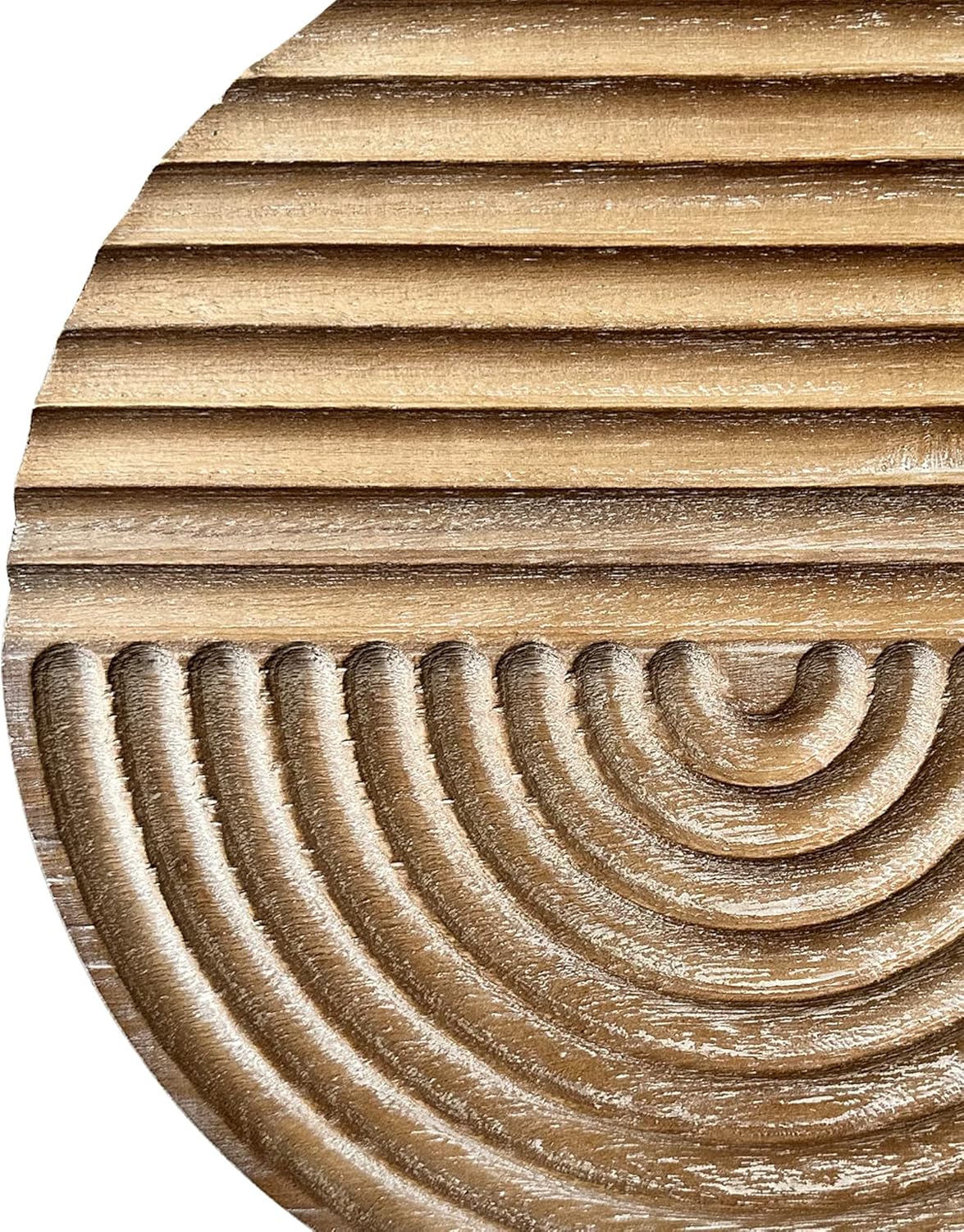 Musanpou Hand-carved Wood Wall Decor featuring Artistic Round Design for Farmhouse and Country-style Interiors | Wall Art Decoration | 11.8 inches x 11.8 inches (Natural)