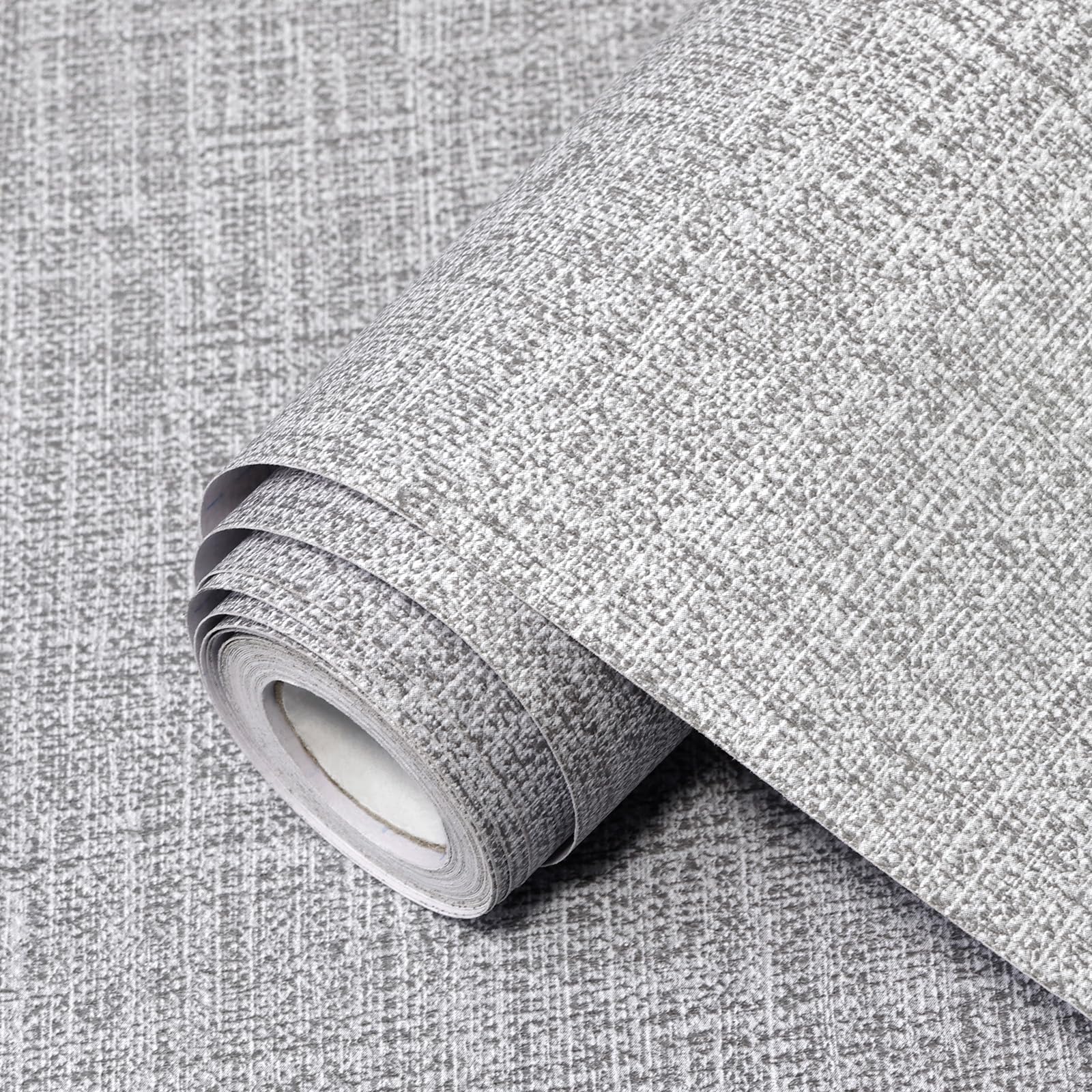 Beige Grasscloth Peel and Stick Wallpaper 17.3"x480" Faux Linen Textured Contact Paper Removable Self Adhesive Vinyl Wallpaper for Bedroom Bathroom Kitchen Cabinets