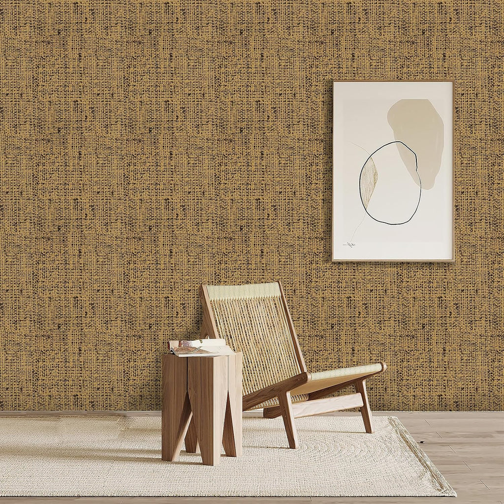 15.75"x787.4" Brown Grasscloth Wallpaper Peel and Stick Removable Textured Wall Paper Self Adhesive Contact Paper Faux Linen Cabinets Drawers Bookshelves Thickened Waterproof Shelf Vinyl Roll