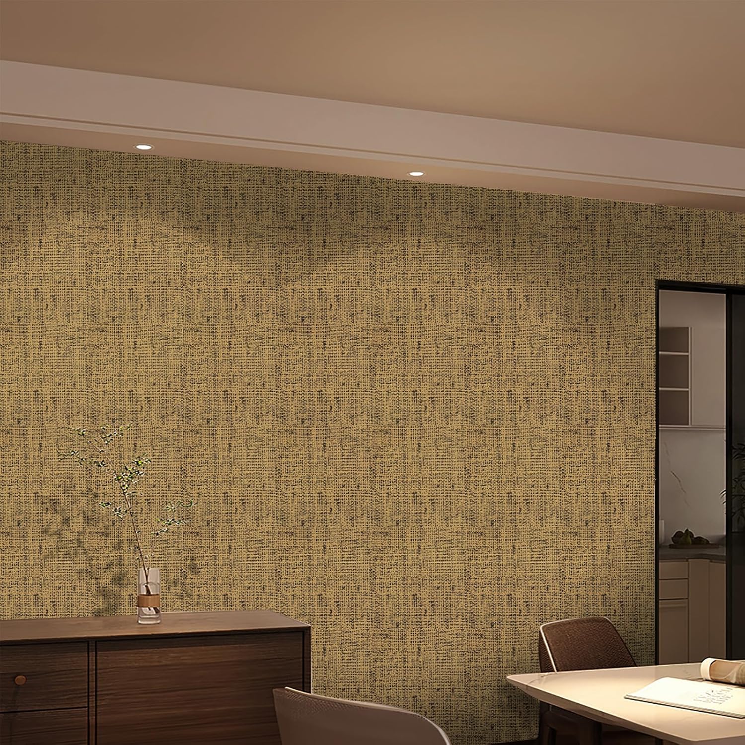 15.75"x787.4" Brown Grasscloth Wallpaper Peel and Stick Removable Textured Wall Paper Self Adhesive Contact Paper Faux Linen Cabinets Drawers Bookshelves Thickened Waterproof Shelf Vinyl Roll