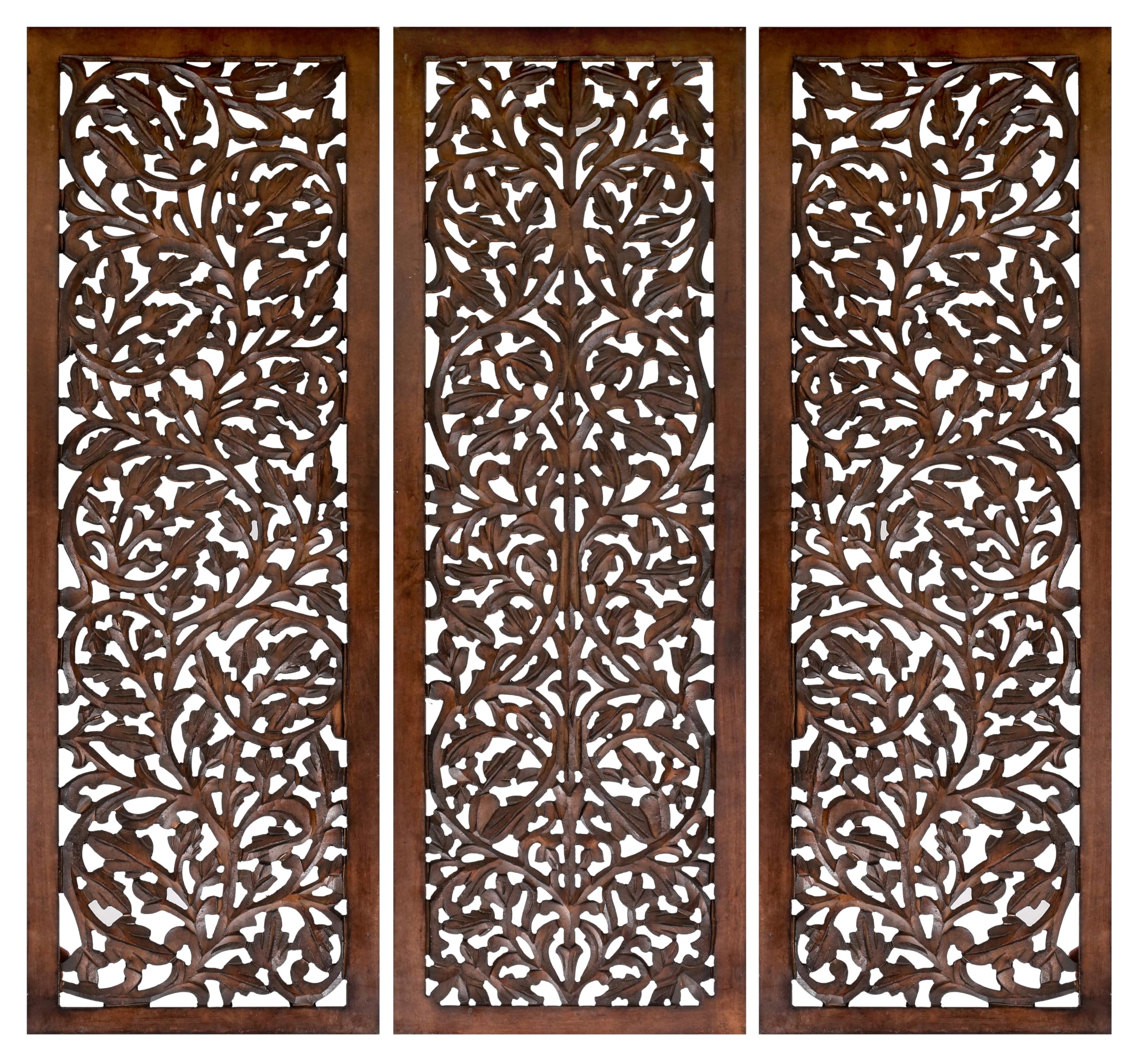 The Wooden Town Wall Hanging Plaques - Wall Plaque Wall Décor Plaques Set of 3-36 x 12 Inch - Burnt, Elegant Sculpture Wall Décor Panel to Enhance the Décor of Your Room or Office