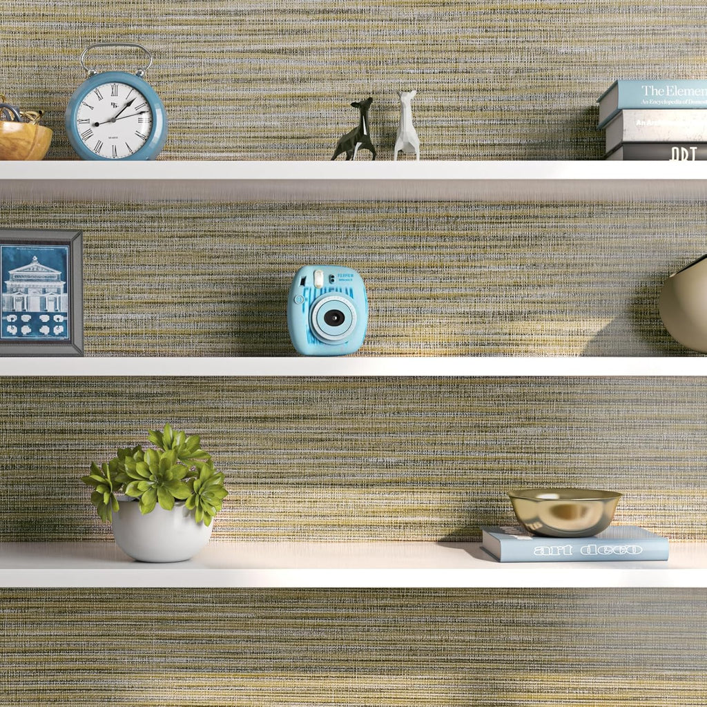 FunStick 24"x200" Grasscloth Peel and Stick Wallpaper Textured Brown Fabric Linen Wall Paper Roll Self Adhesive Removable Faux Grasscloth Contact Paper for Bathroom Bedroom Accent Wall Cabinet Drawers