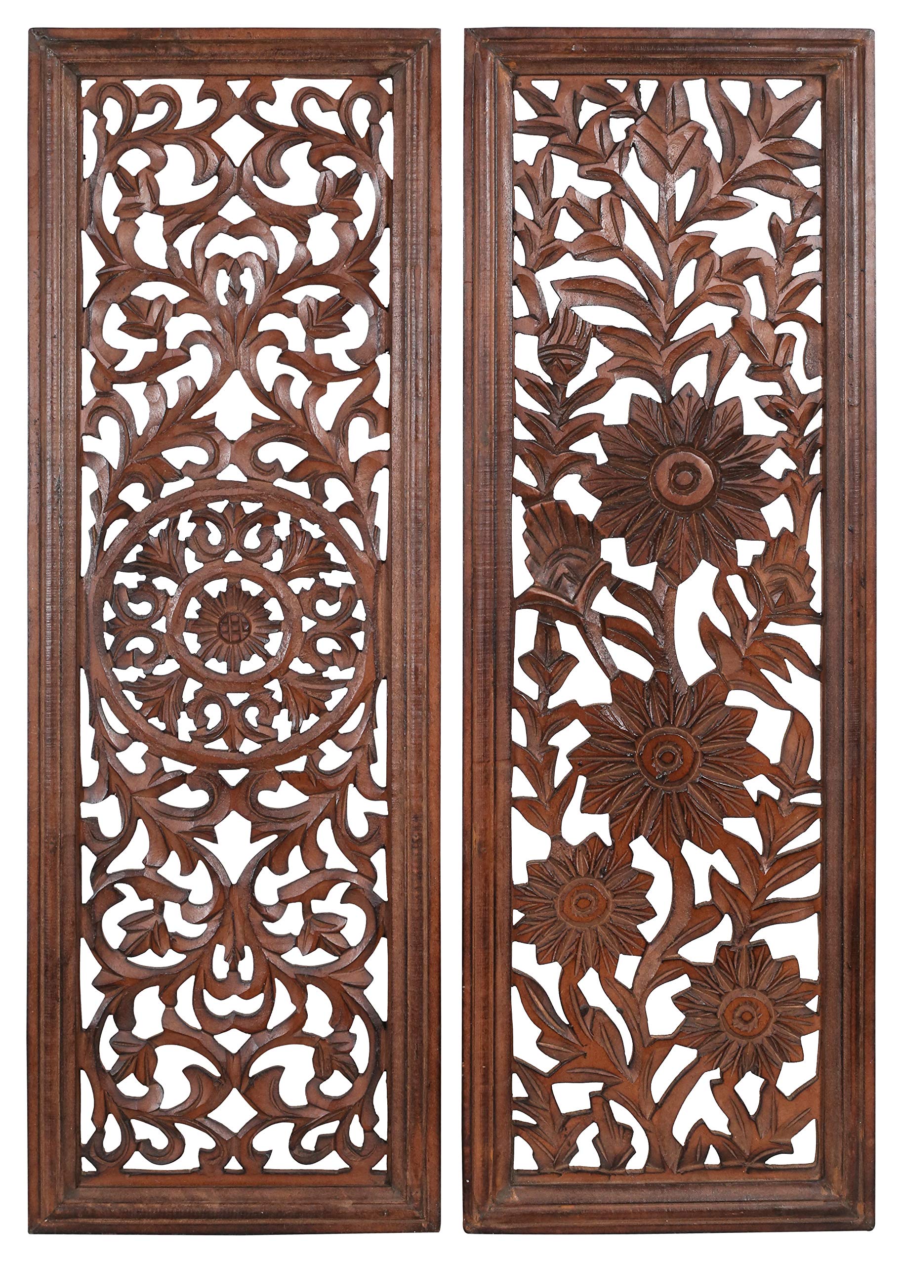 The Wooden Town Wall Hanging Plaques - Wall Plaque Wall Décor Plaques Set of 3-36 x 12 Inch - Burnt, Elegant Sculpture Wall Décor Panel to Enhance the Décor of Your Room or Office