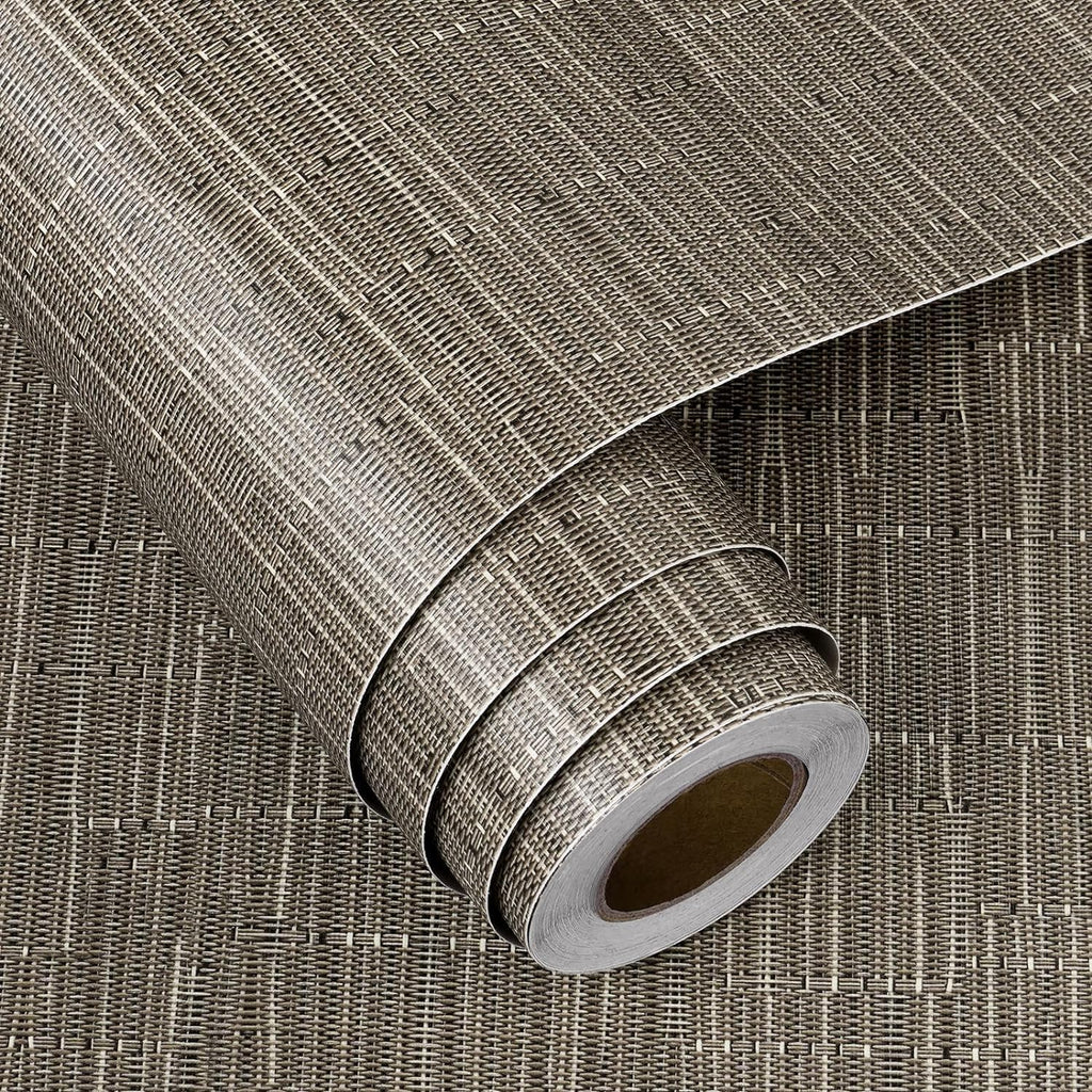 Textured Woven Grass Cloth Self-Adhesive Contact Paper for Kitchen Bathroom