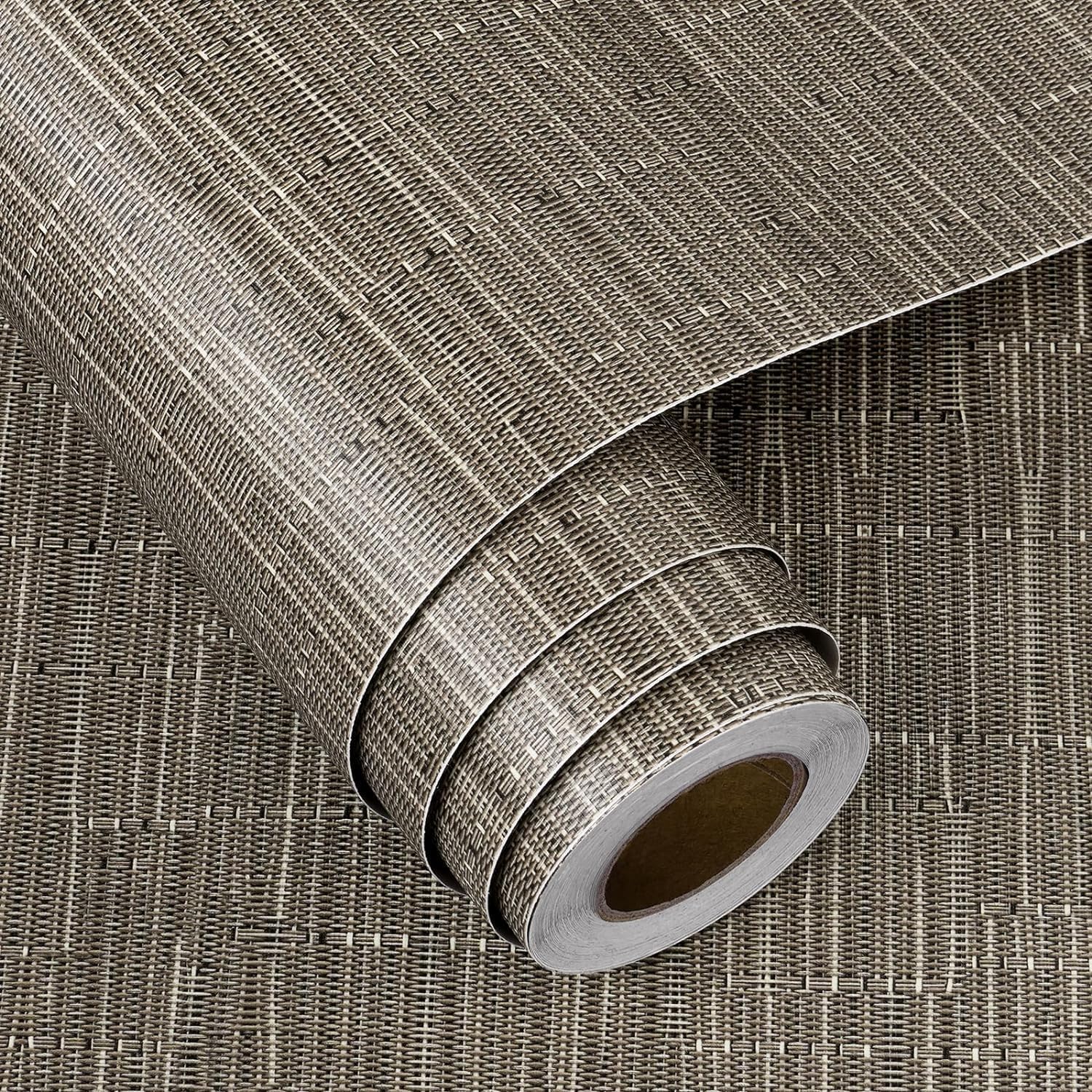 Textured Woven Grass Cloth Self-Adhesive Contact Paper for Kitchen Bathroom